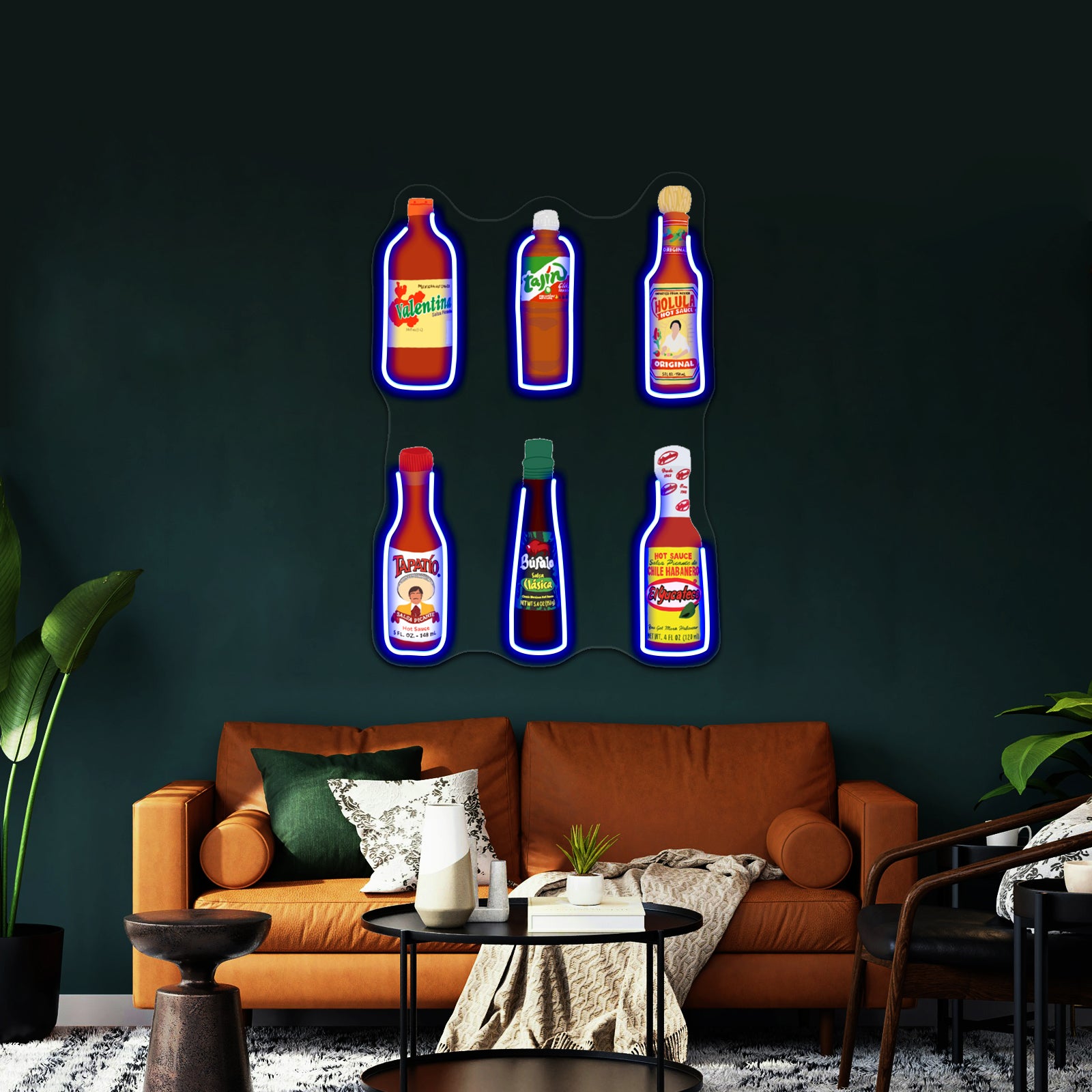 Mexican Hot Sauce Pop Art Tote Bag Artwork Neon Wall Signs - Size and dimension reference