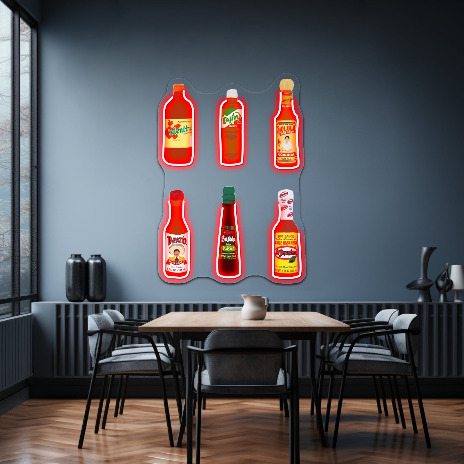 Mexican Hot Sauce Pop Art Tote Bag Artwork Neon Wall Signs - Custom LED neon sign front view
