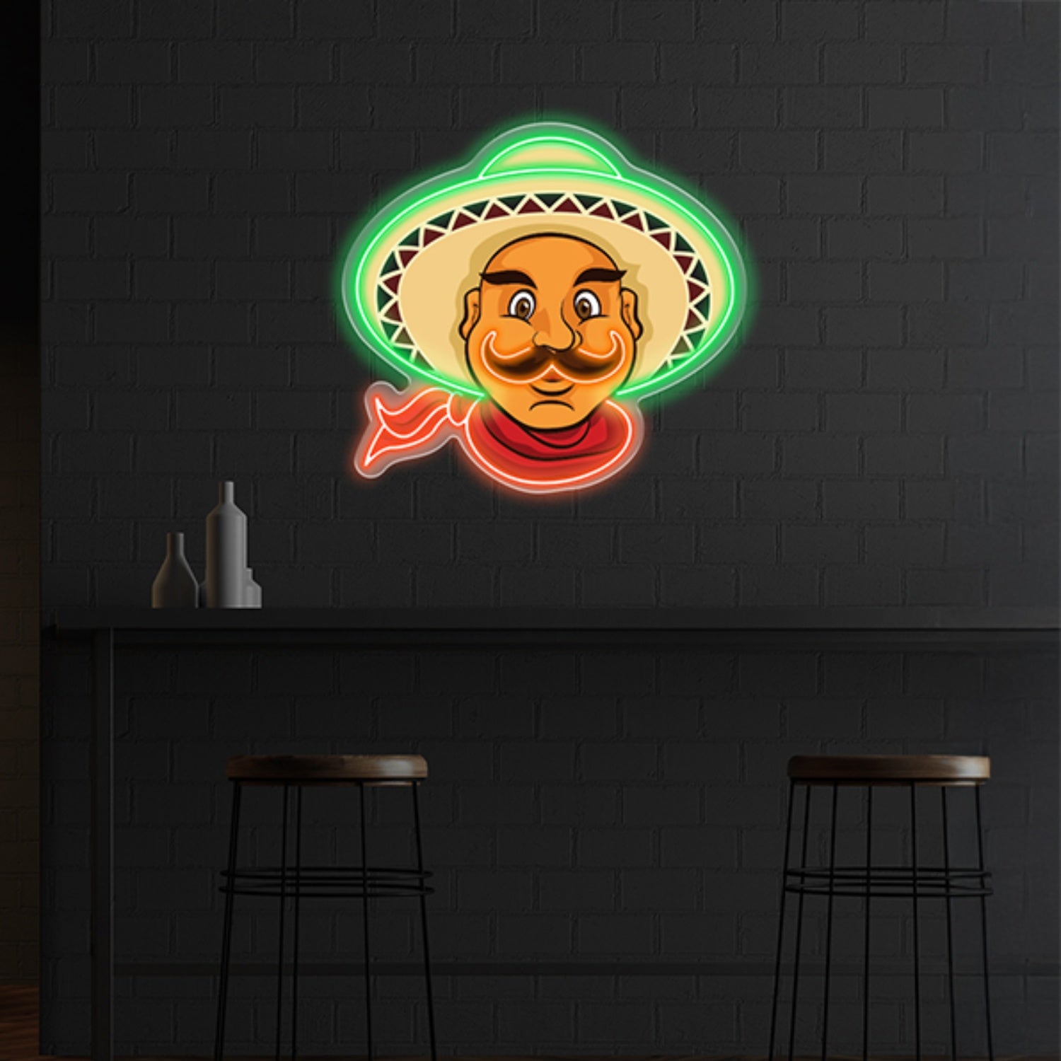 Mexican Man Logo Royalty Artwork Led Neon Sign Wall Art Decor Light | Shineneon