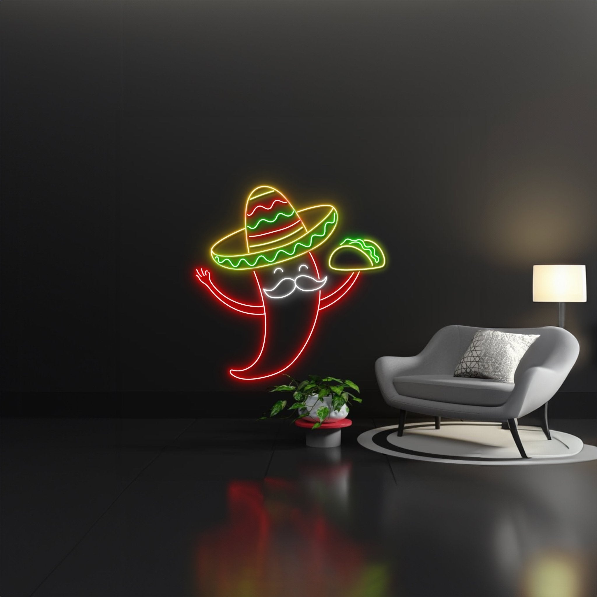 Mexican Pepper With Taco Led Sign - Shineneon