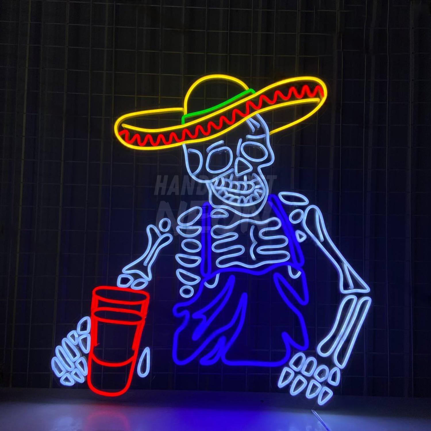 Mexican Skeleton Beer Led Sign Mexico Bar Decor | Shineneon