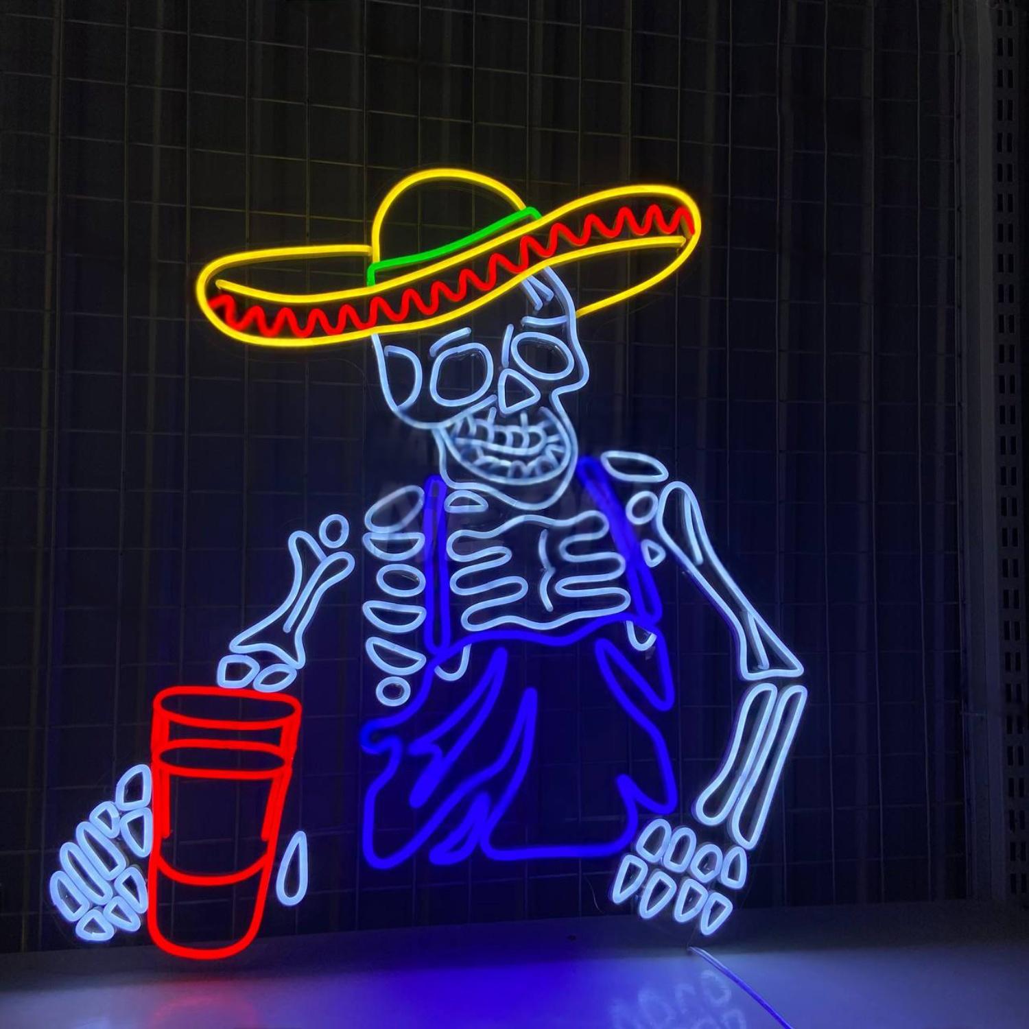 Mexican Skeleton Beer Led Sign Mexico Bar Decor | Shineneon