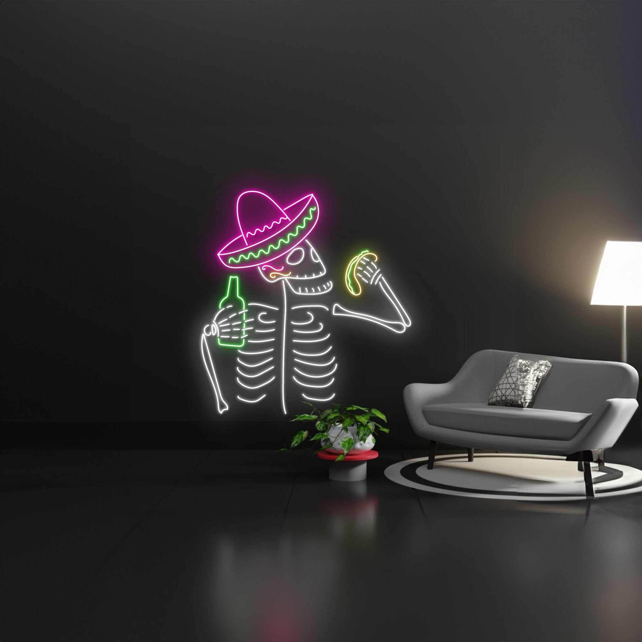 Mexican Skeleton Taco Led Sign Wall Decor - Shineneon