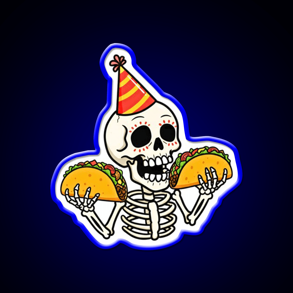 Mexican Skull Two Taco Led Neon Sign Mexican Food Sign Rgb Color - Shineneon