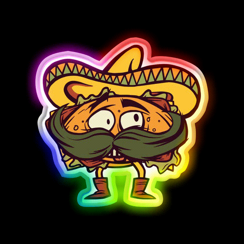 Mexican Taco Led Neon Sign Mexican Food Sign Kitchen Sign Rgb Color - LED neon sign close-up detail