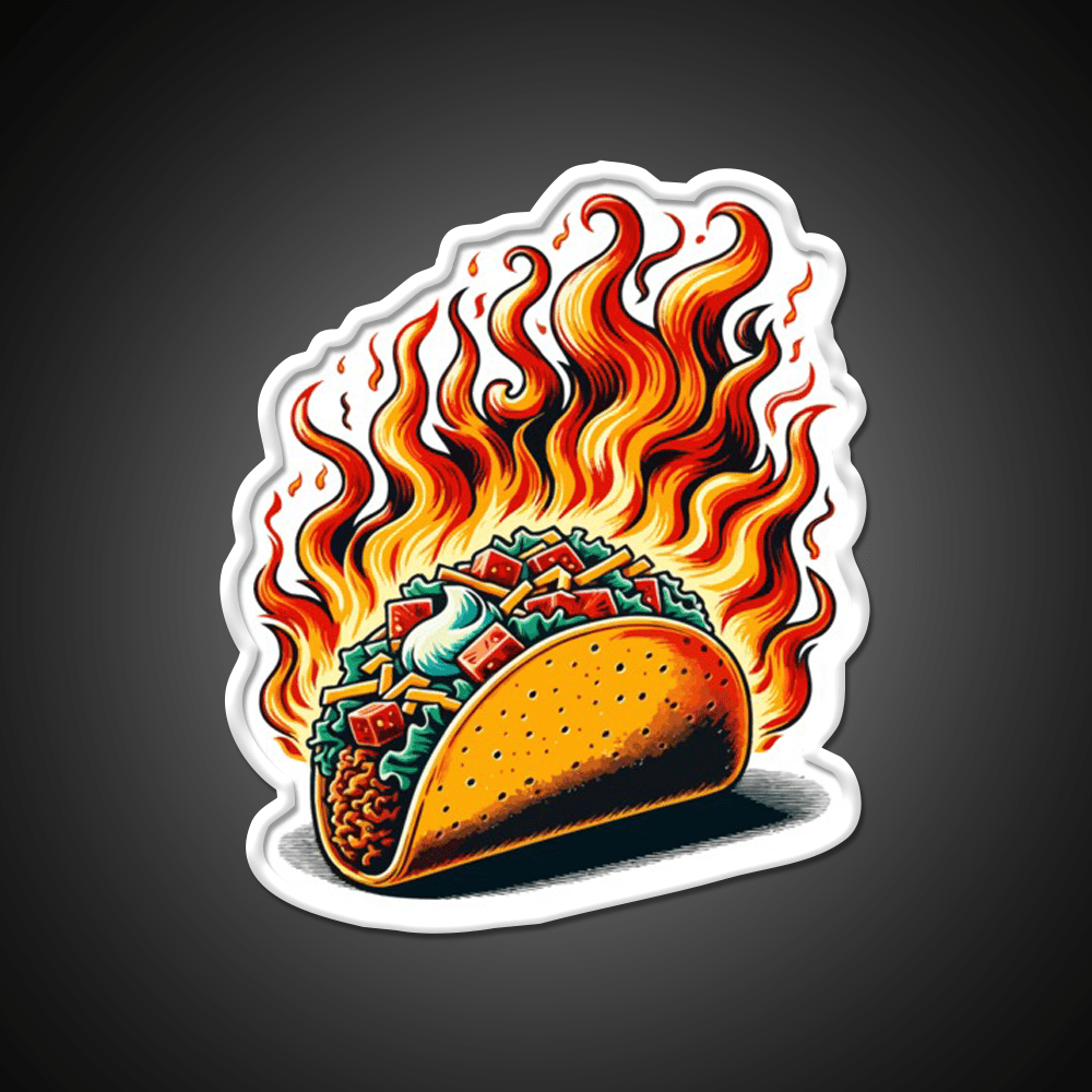 Mexican Taco On Fire Snack Food Led Neon Sign Rgb Color - Shineneon
