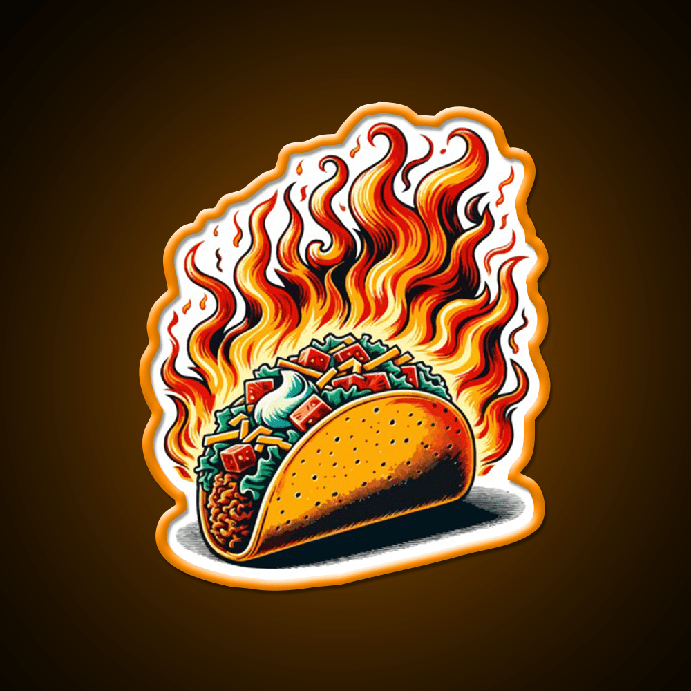 Mexican Taco On Fire Snack Food Led Neon Sign Rgb Color - Shineneon