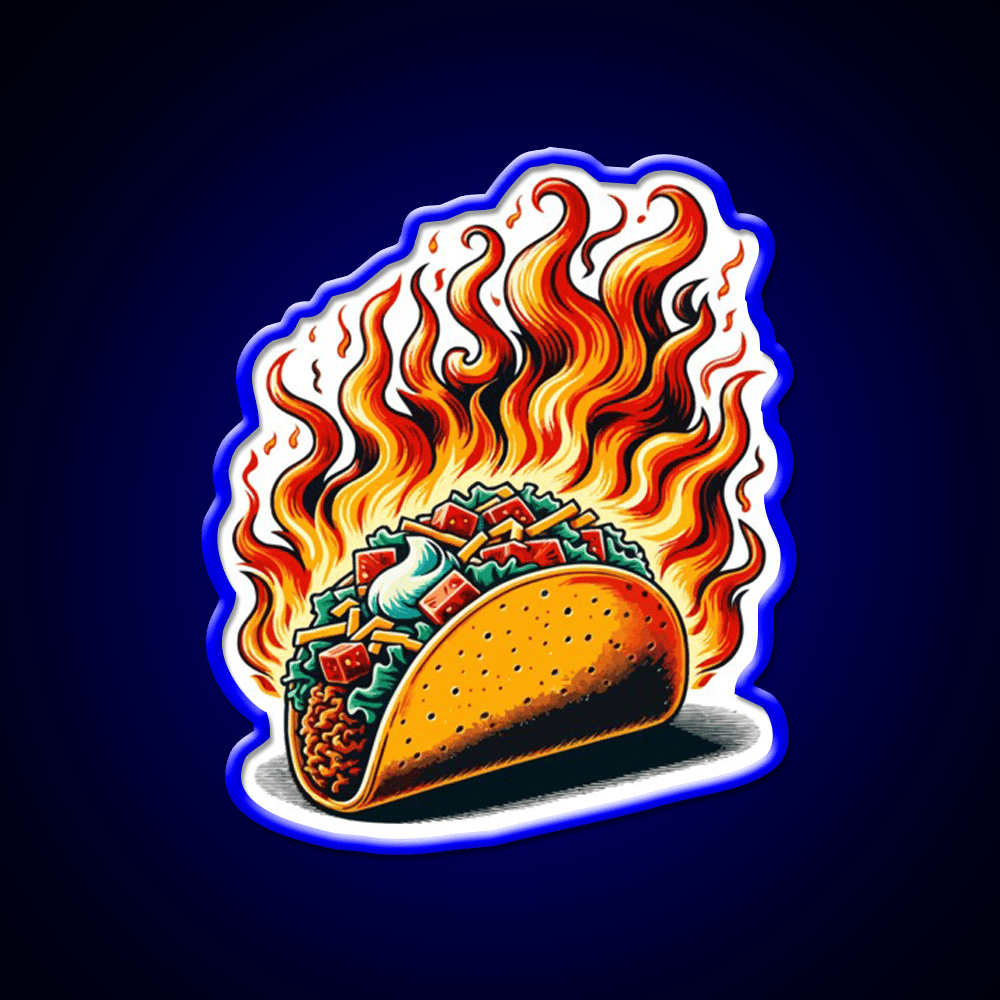Mexican Taco On Fire Snack Food Led Neon Sign Rgb Color - Shineneon