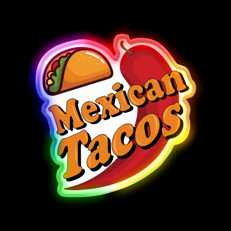 Mexican Tacos Party Drink Tequila Led Neon Sign Rgb Color - LED neon sign close-up detail