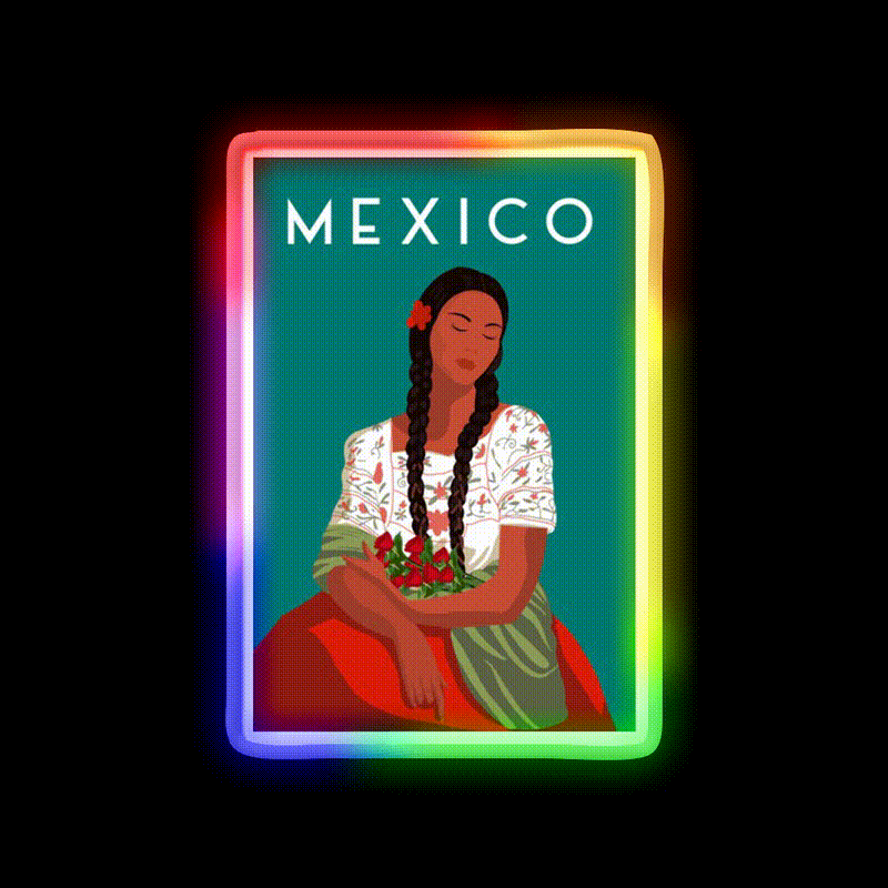 Mexico Travel Poster Party Drink Tequila Led Neon Sign Rgb Color - LED neon sign close-up detail