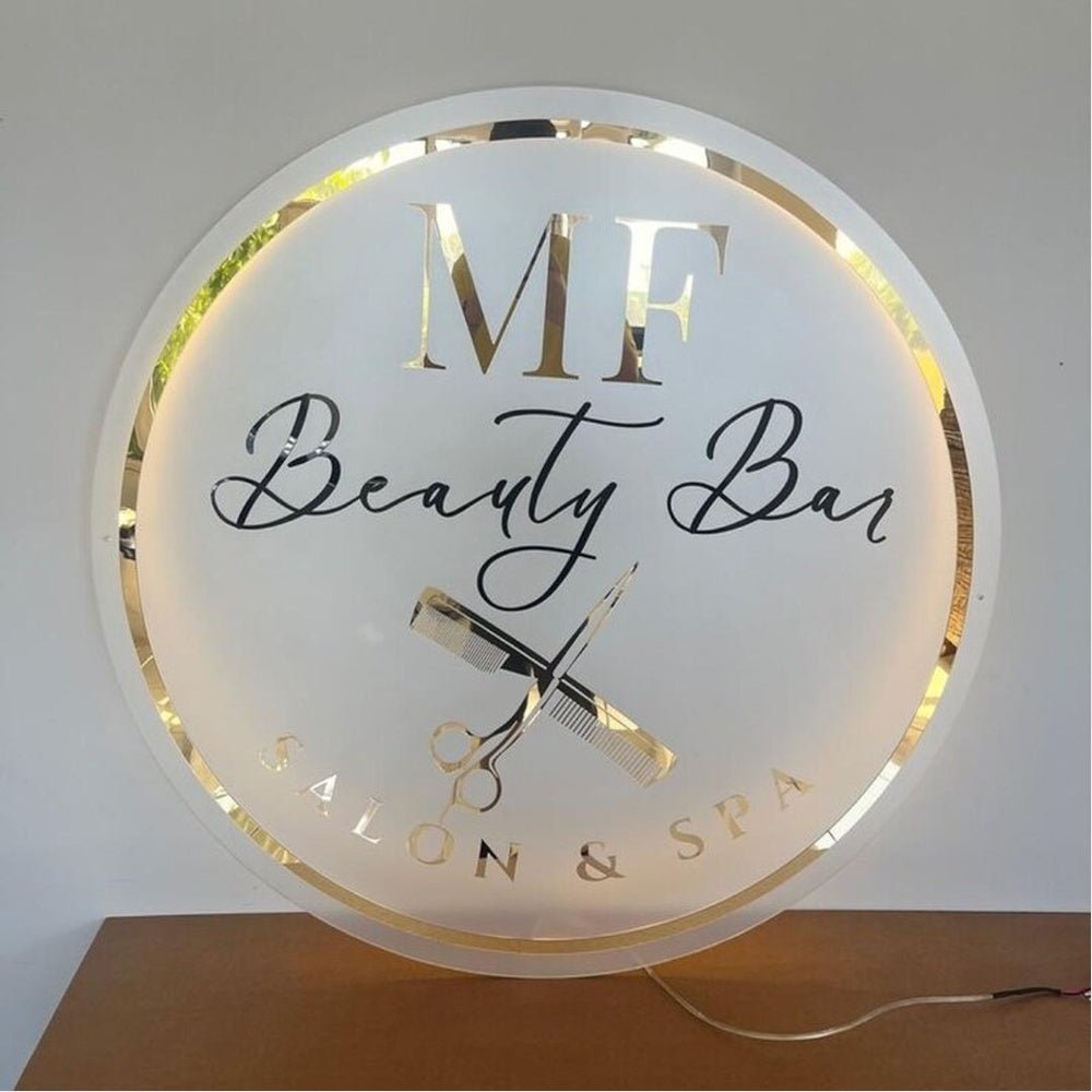 Mf Beauty Bar Acrylic Business Logo Sign - Shineneon