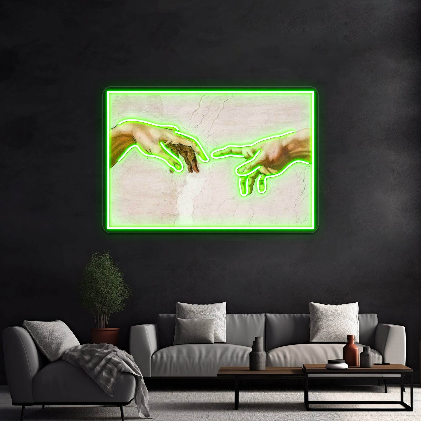 Michelangelo Hands Of God The Father And Adam Wall Artwork Neon Signs | Shineneon