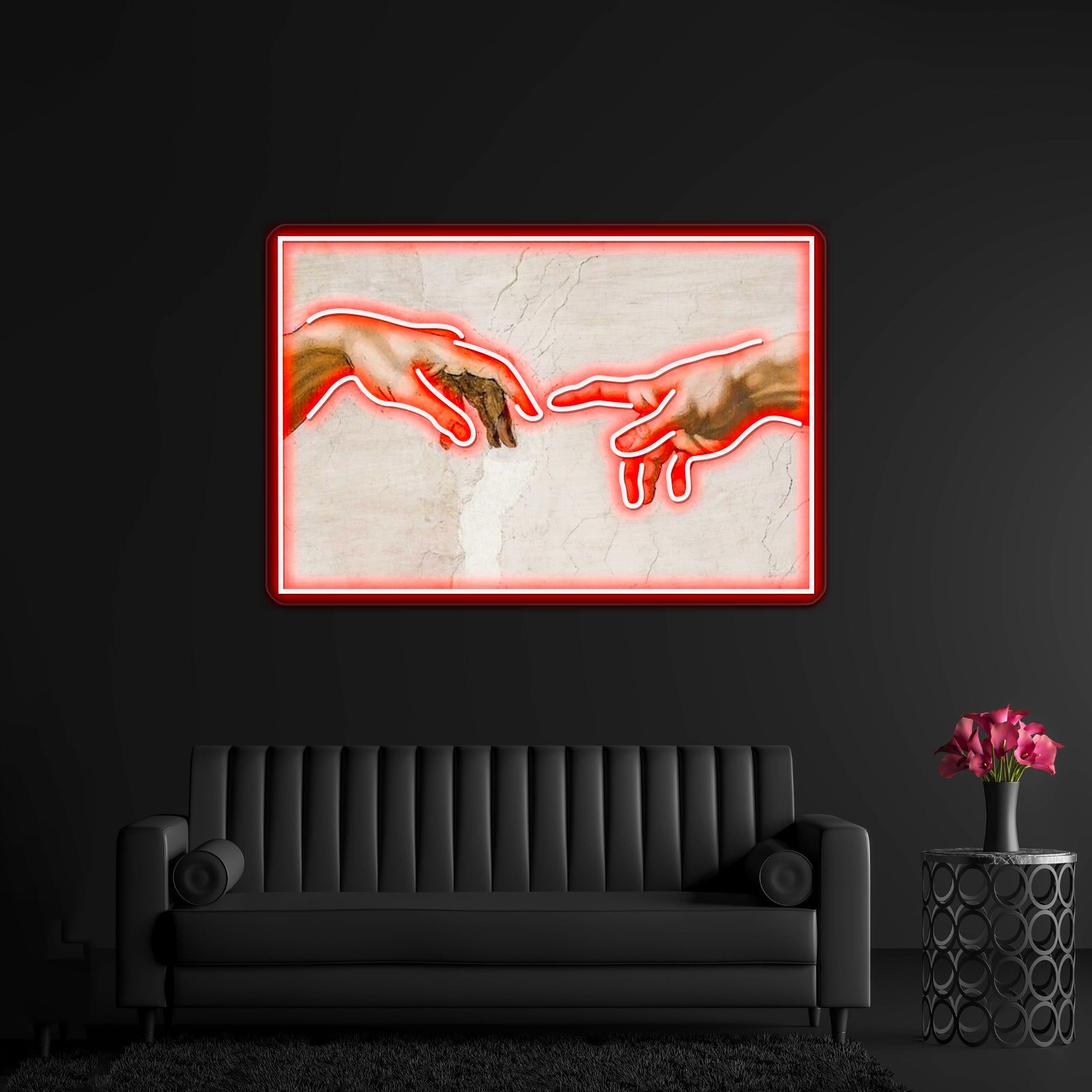 Michelangelo Hands Of God The Father And Adam Wall Artwork Neon Signs | Shineneon