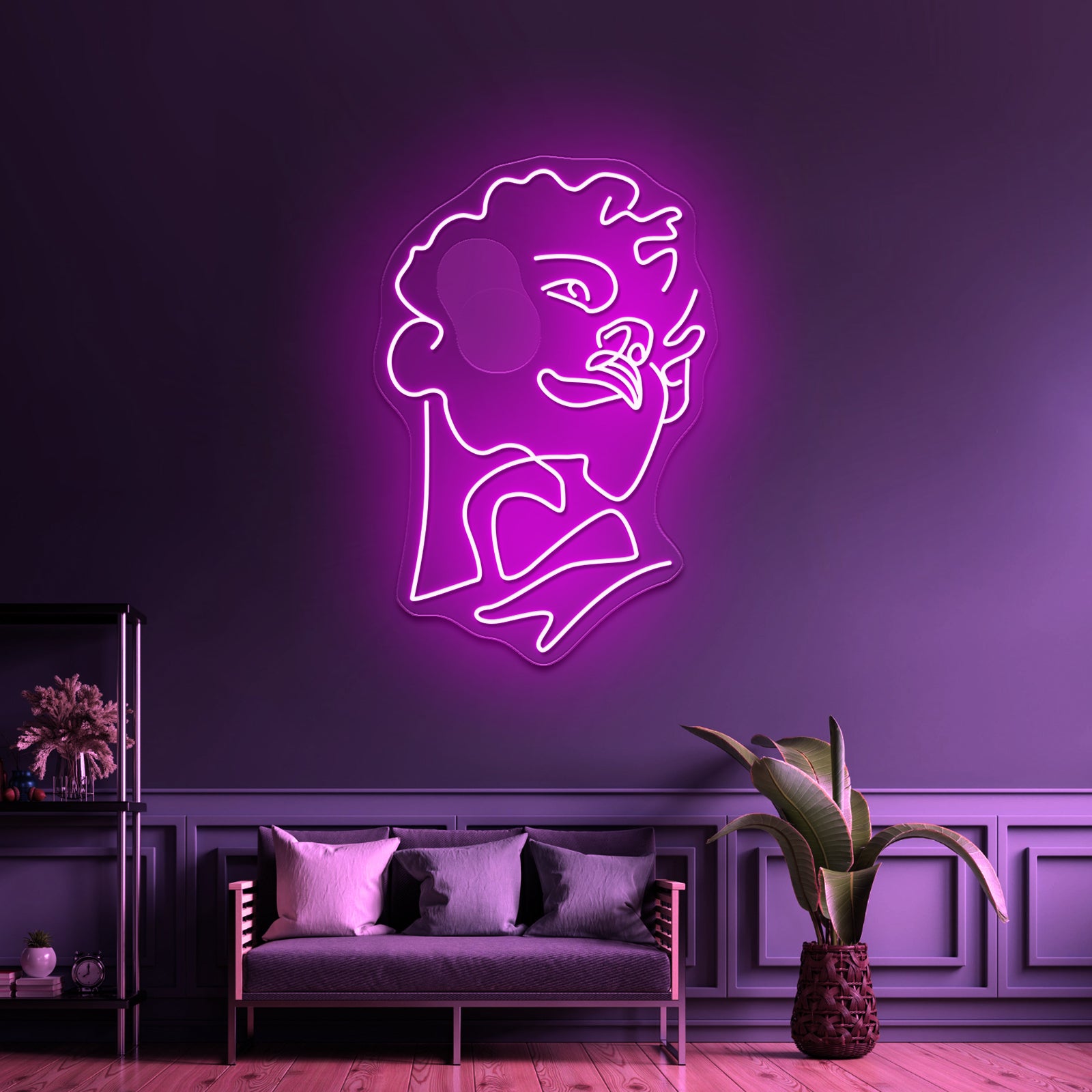 Michelangelos Statue Of David Line Art Wall Artwork Neon Signs | Shineneon