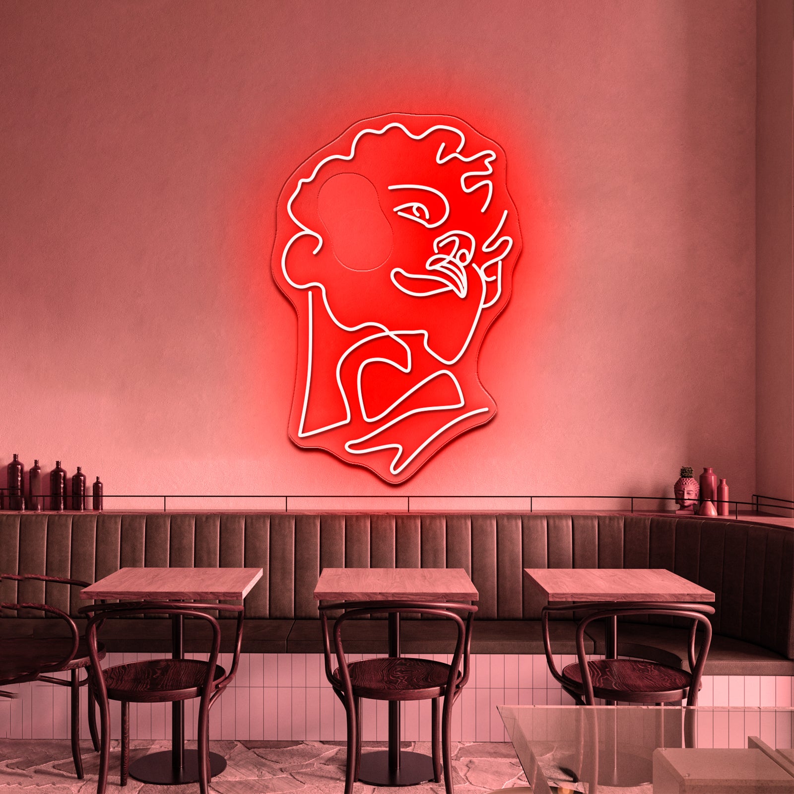 Michelangelos Statue Of David Line Art Wall Artwork Neon Signs | Shineneon