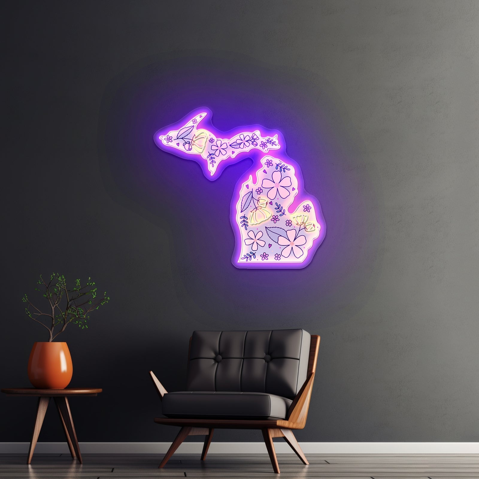 Michigan Floral Apple Blossom Artwork Wedding Signs - Shineneon