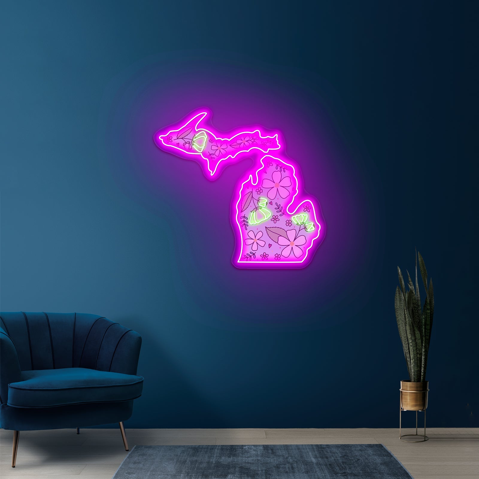 Michigan Floral Apple Blossom Artwork Wedding Signs - Shineneon