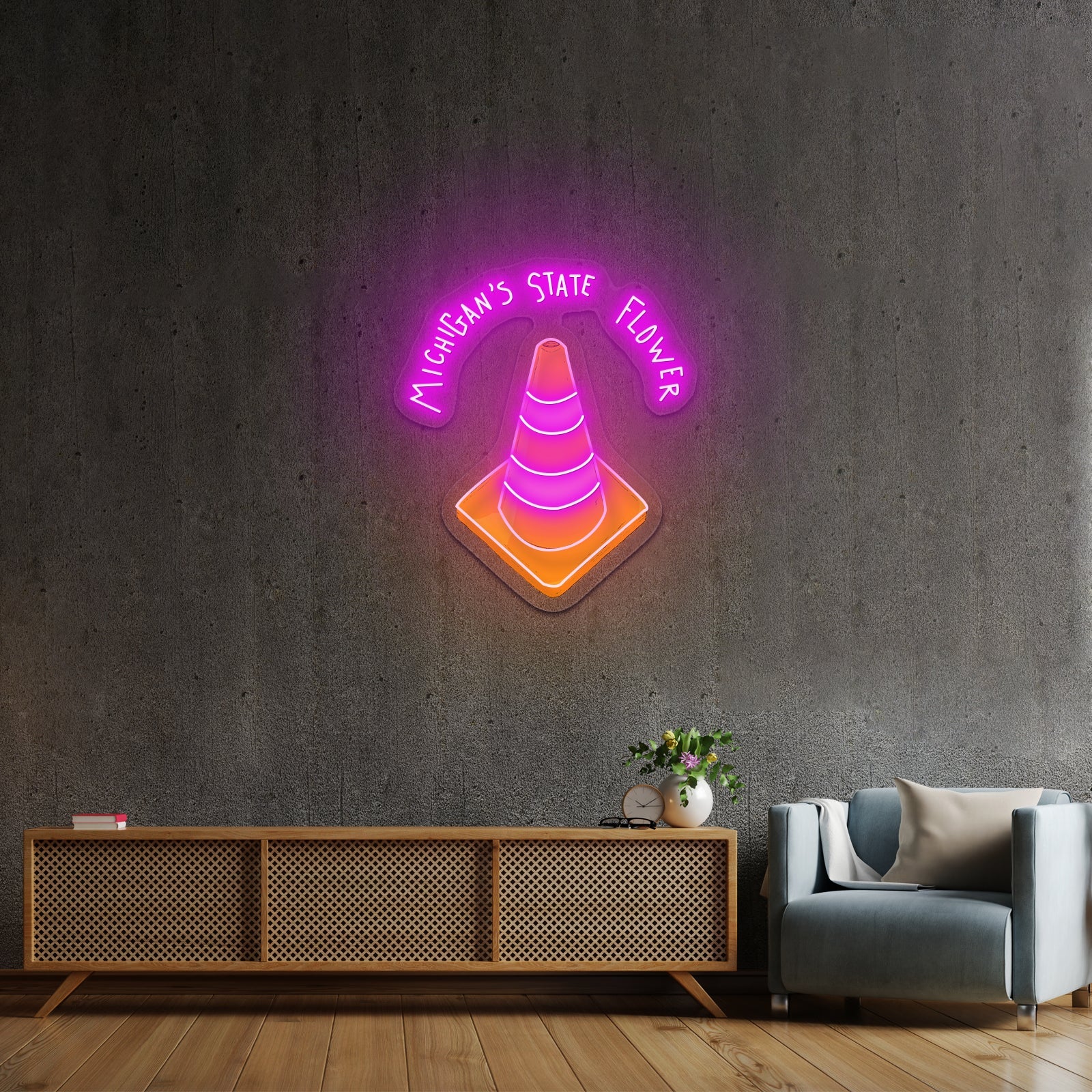 Michigan Flower Artwork Custom Neon Sign For Home Decor - Shineneon