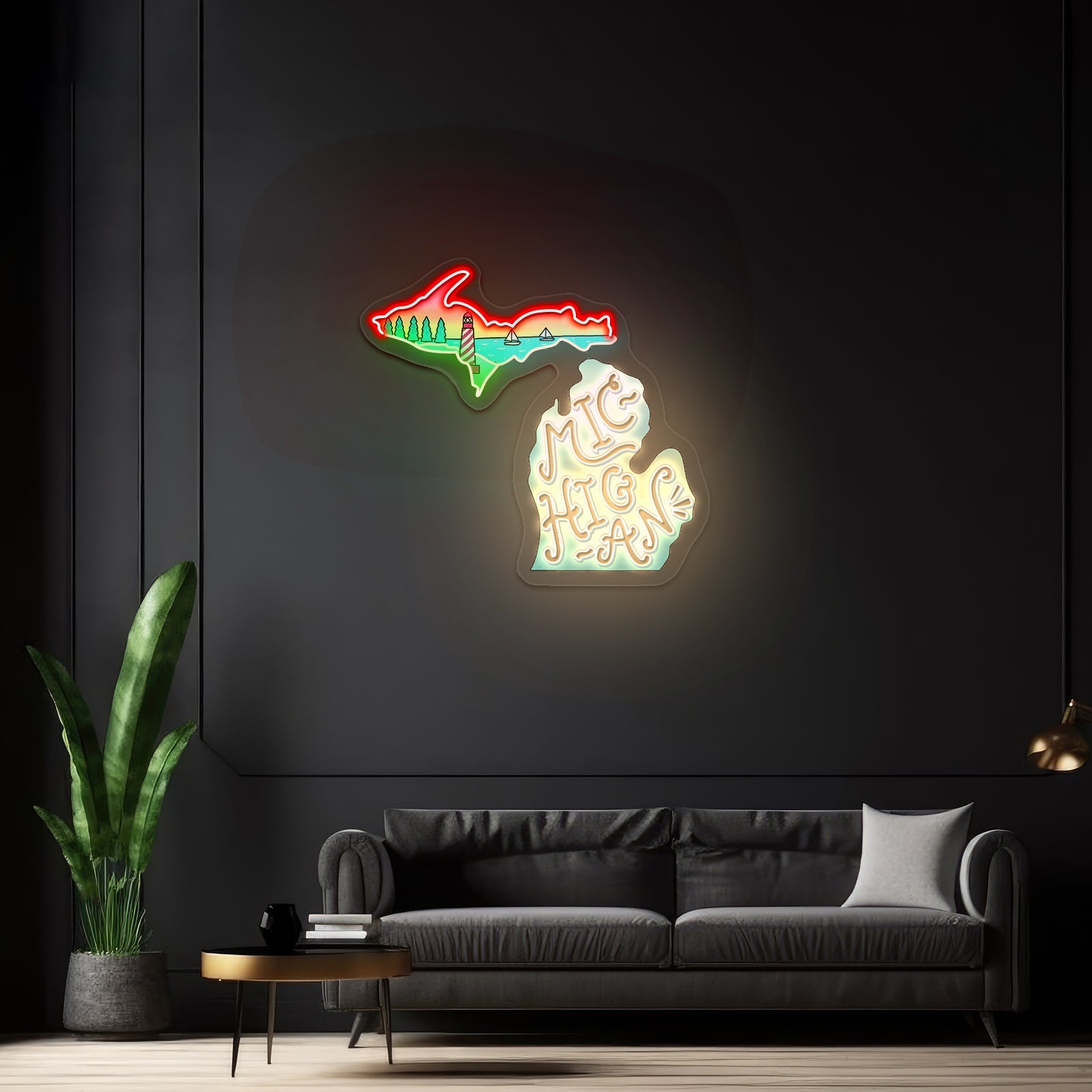 Michigan Lighthouse Artwork Led Signs - Shineneon