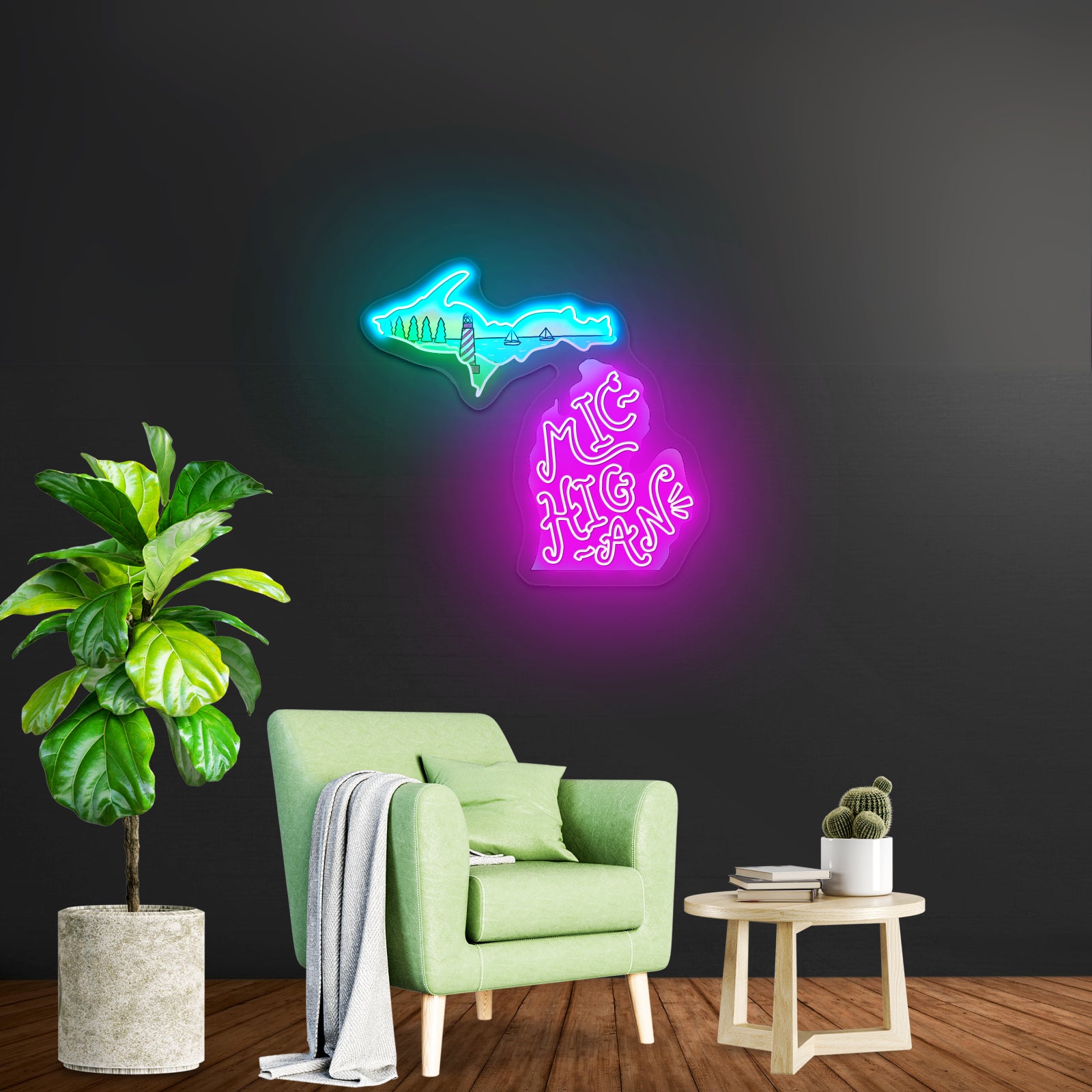 Michigan Lighthouse Artwork Led Signs