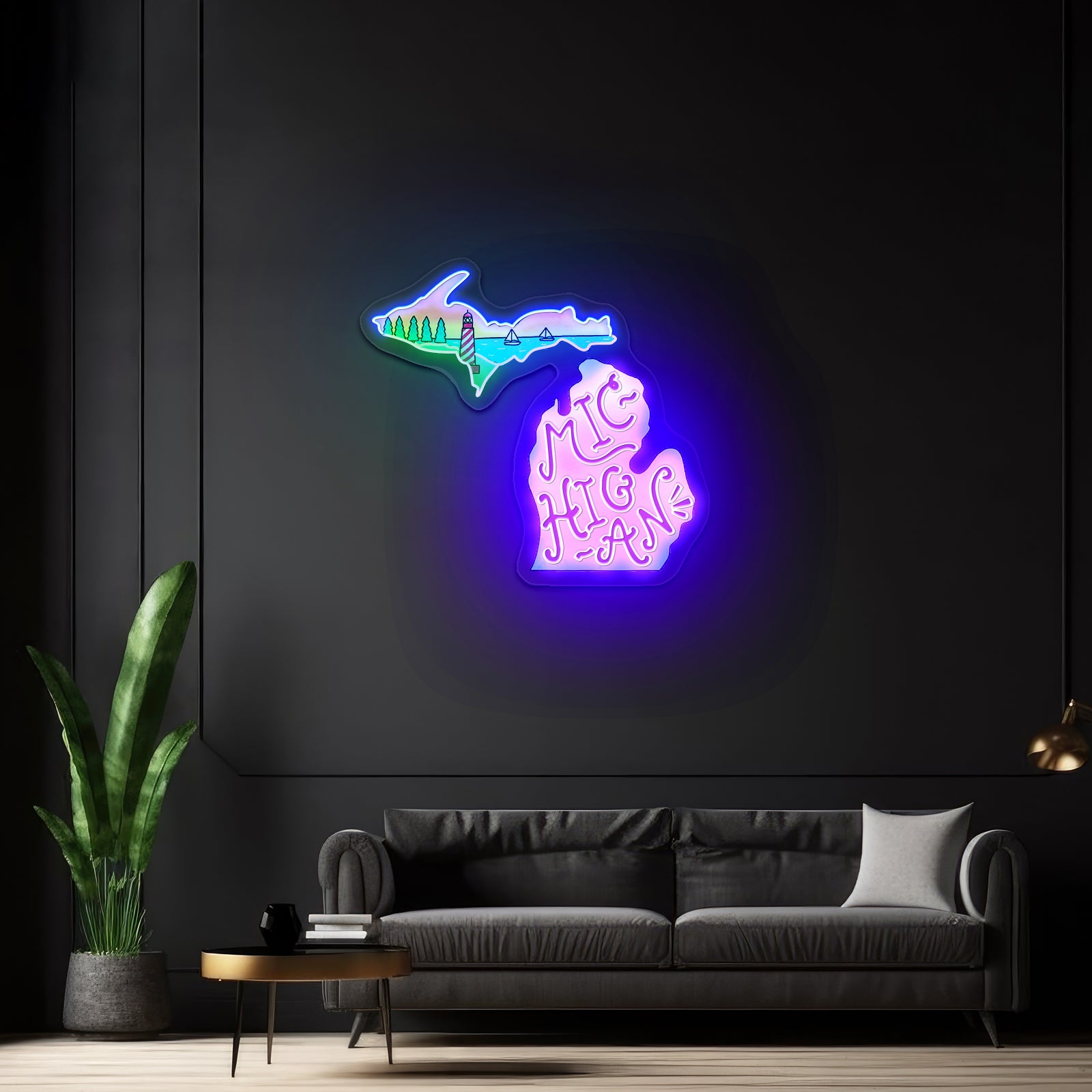 Michigan Lighthouse Artwork Led Signs