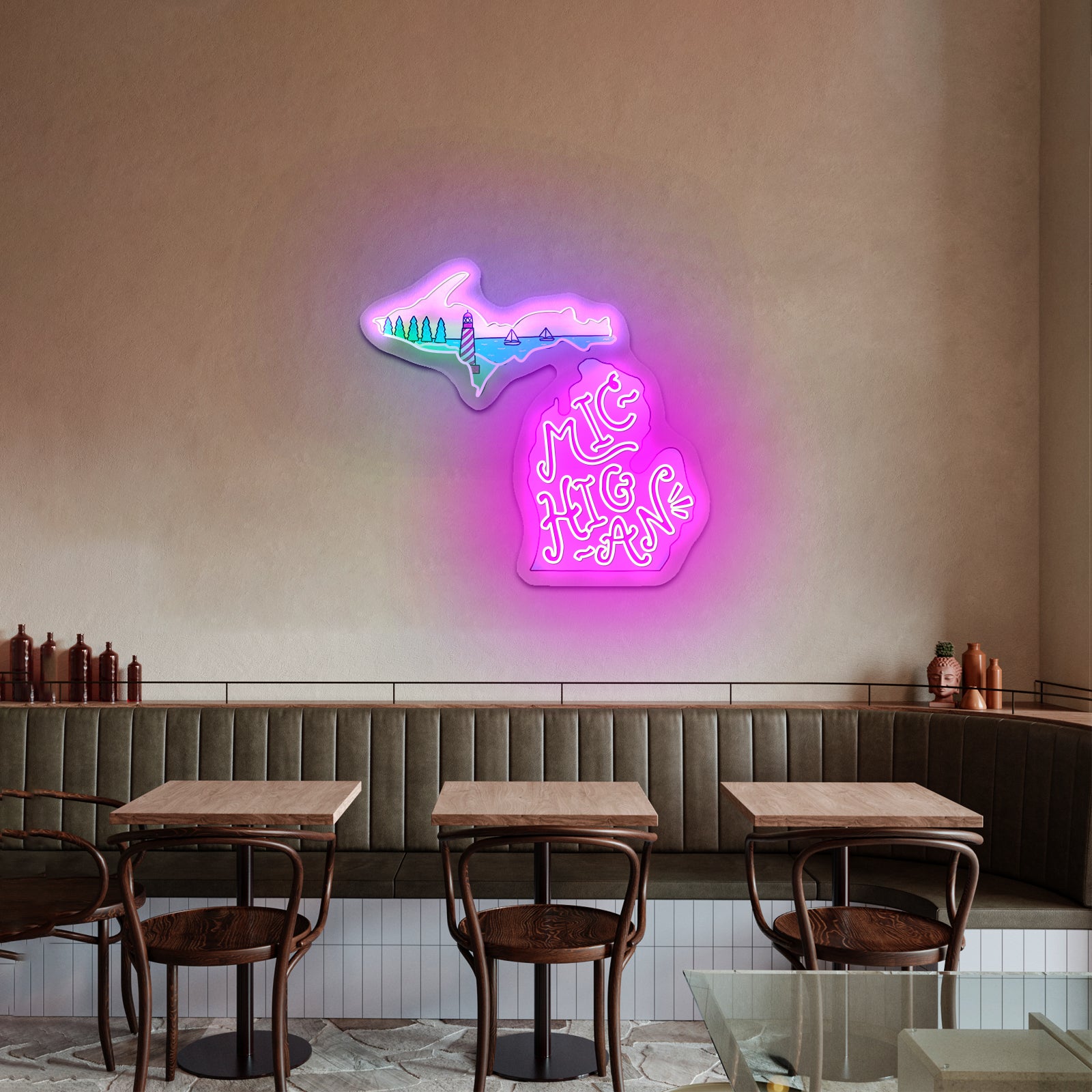 Michigan Lighthouse Artwork Led Signs