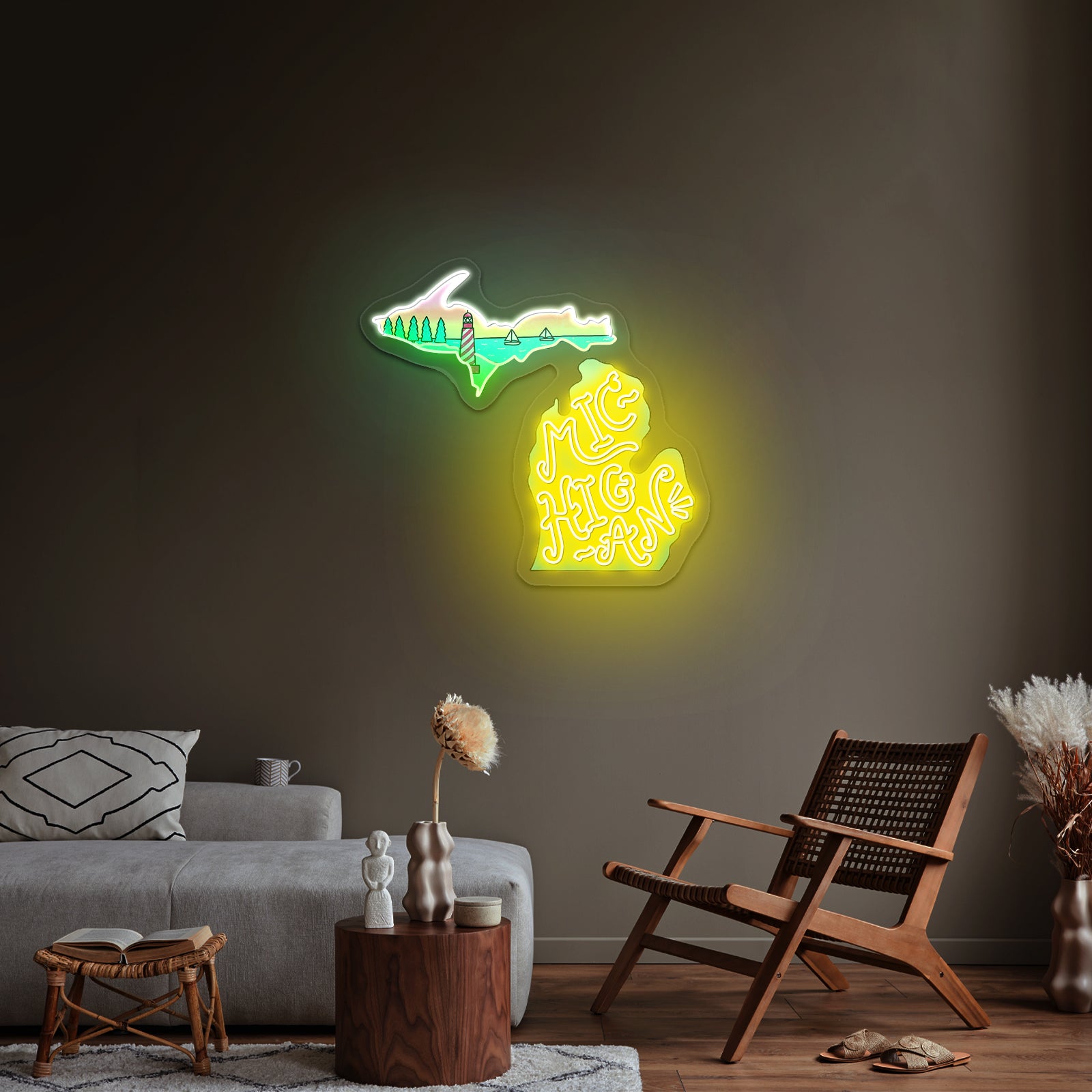 Michigan Lighthouse Artwork Led Signs