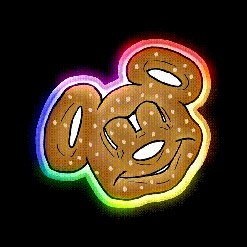 Mickey Pretzel Snack Food Led Neon Sign Rgb Color - LED neon sign close-up detail