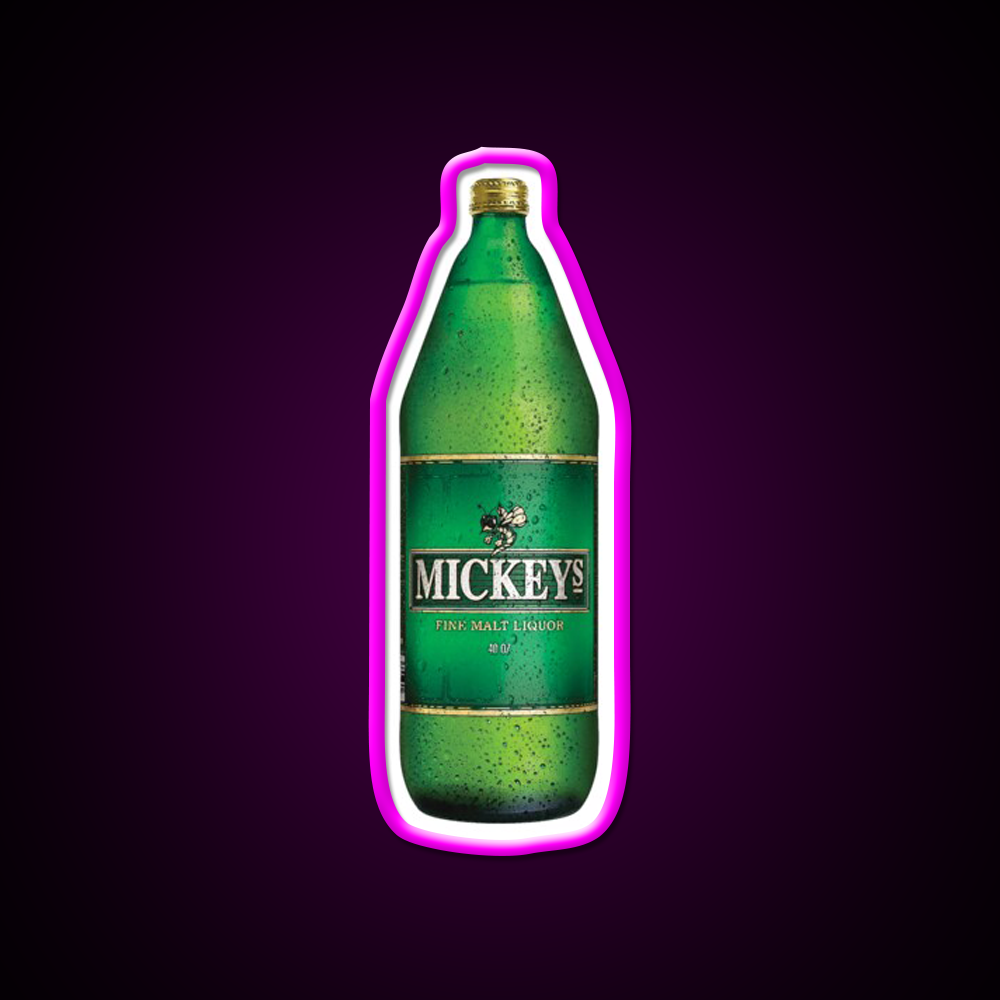 Mickeys 40Oz Beer Bar Decor Led Neon Sign Rgb Color - Neon sign mounted on wall in room