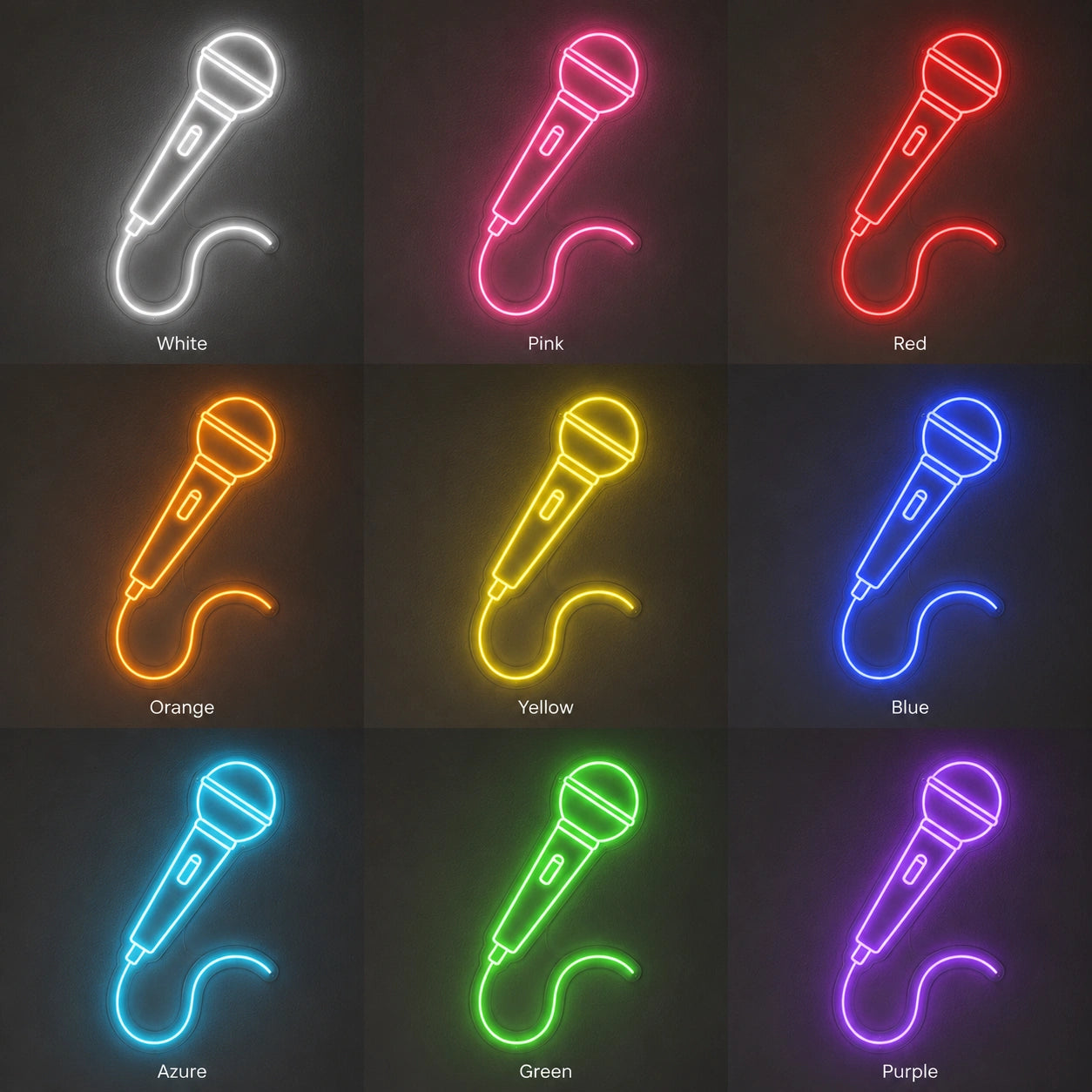 Microphone Outline Neon Sign LED Neon Sign color grid