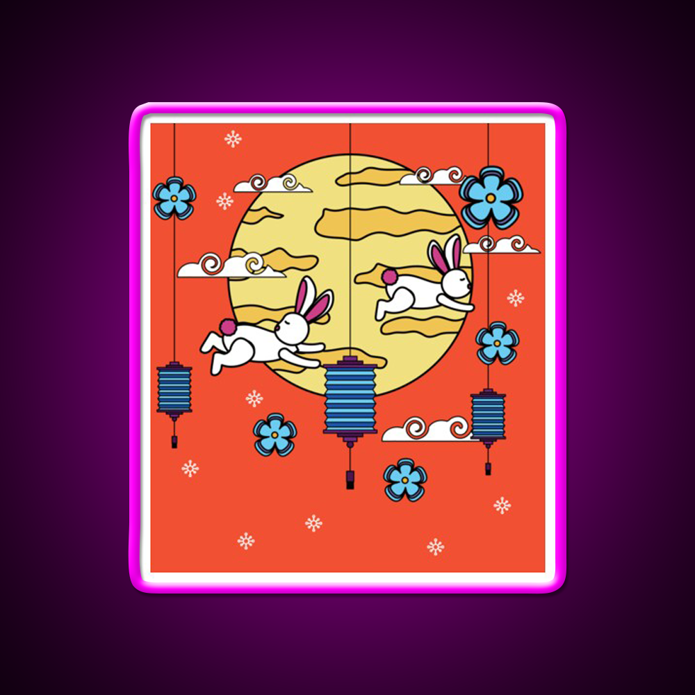 Mid Autumn Festival Autumn Vibes Led Neon Sign Chinese Food Rgb Color