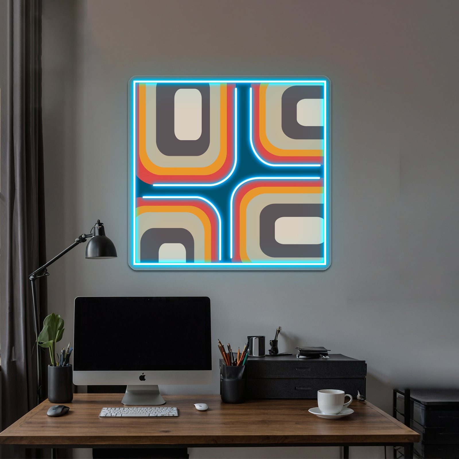 Mid Century Square Pattern Wall Artwork Neon Signs | Shineneon