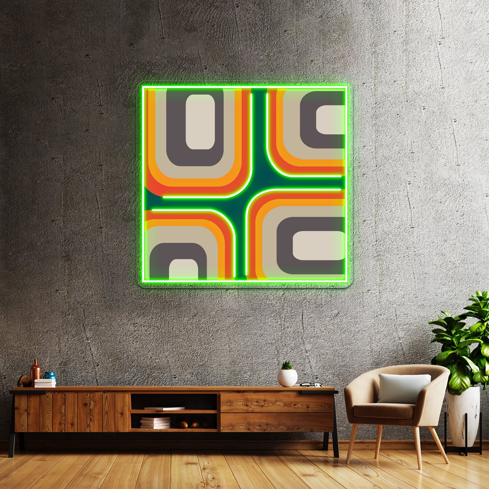 Mid Century Square Pattern Wall Artwork Neon Signs | Shineneon