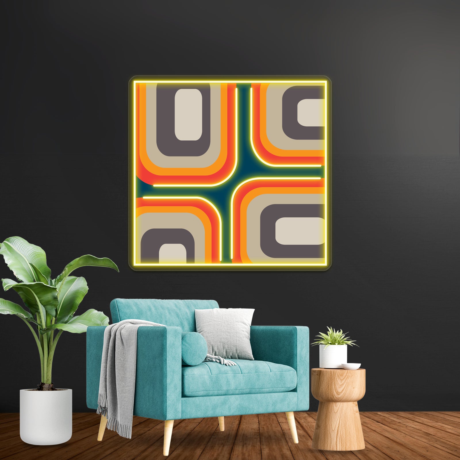 Mid Century Square Pattern Wall Artwork Neon Signs | Shineneon