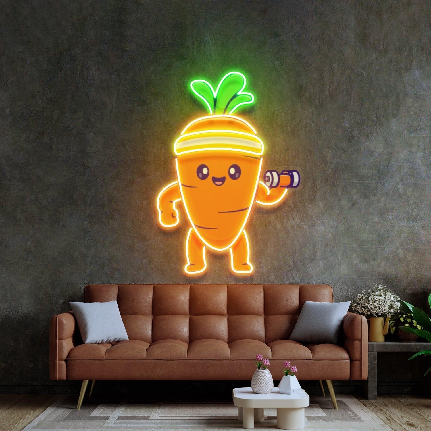 Mighty Baby Carrot Fitness Uv Printed Led Neon Sign For Home Gym Kids Room Decor | Shineneon