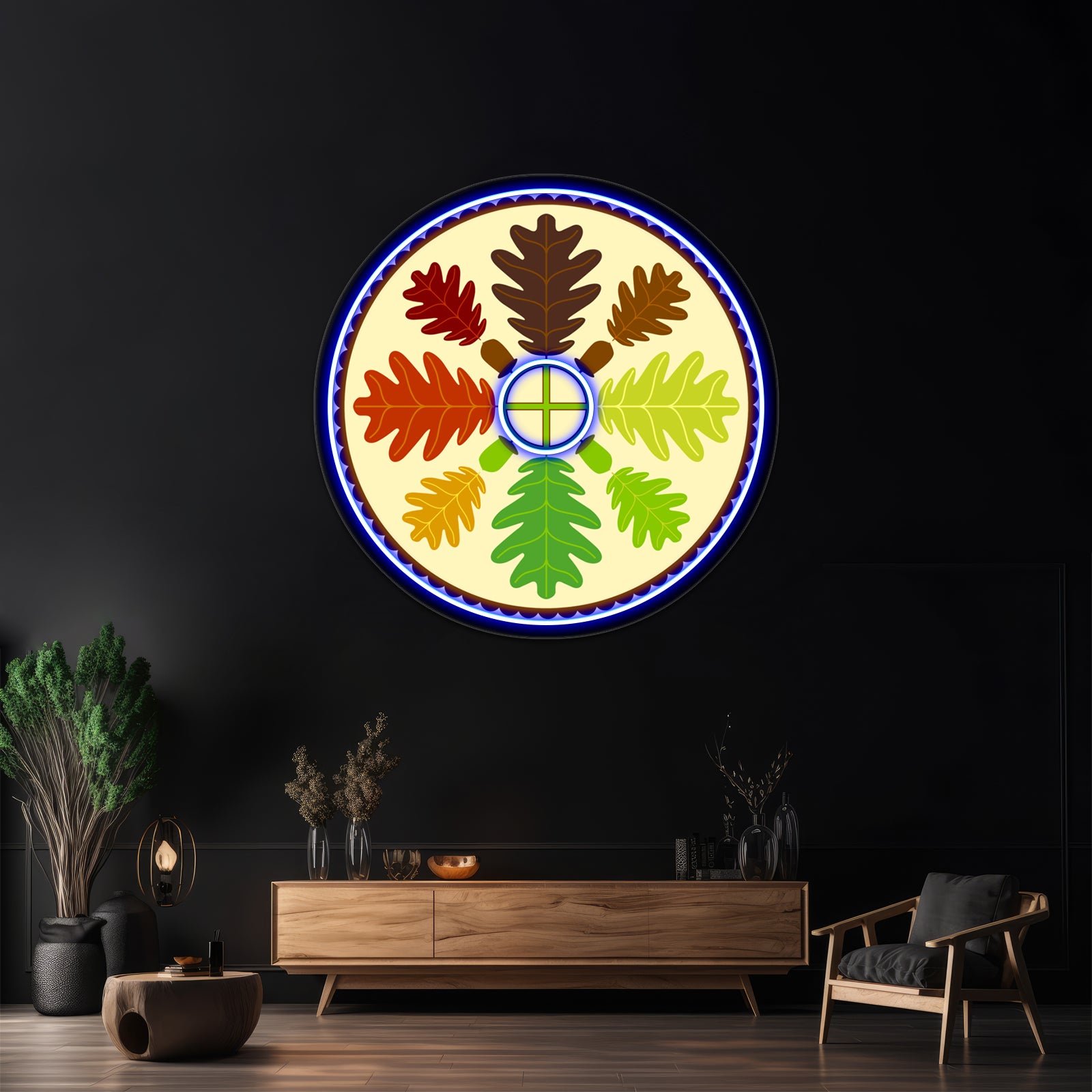 Mighty Oak Folk Art Hex Sign Wall Artwork Neon Signs | Shineneon