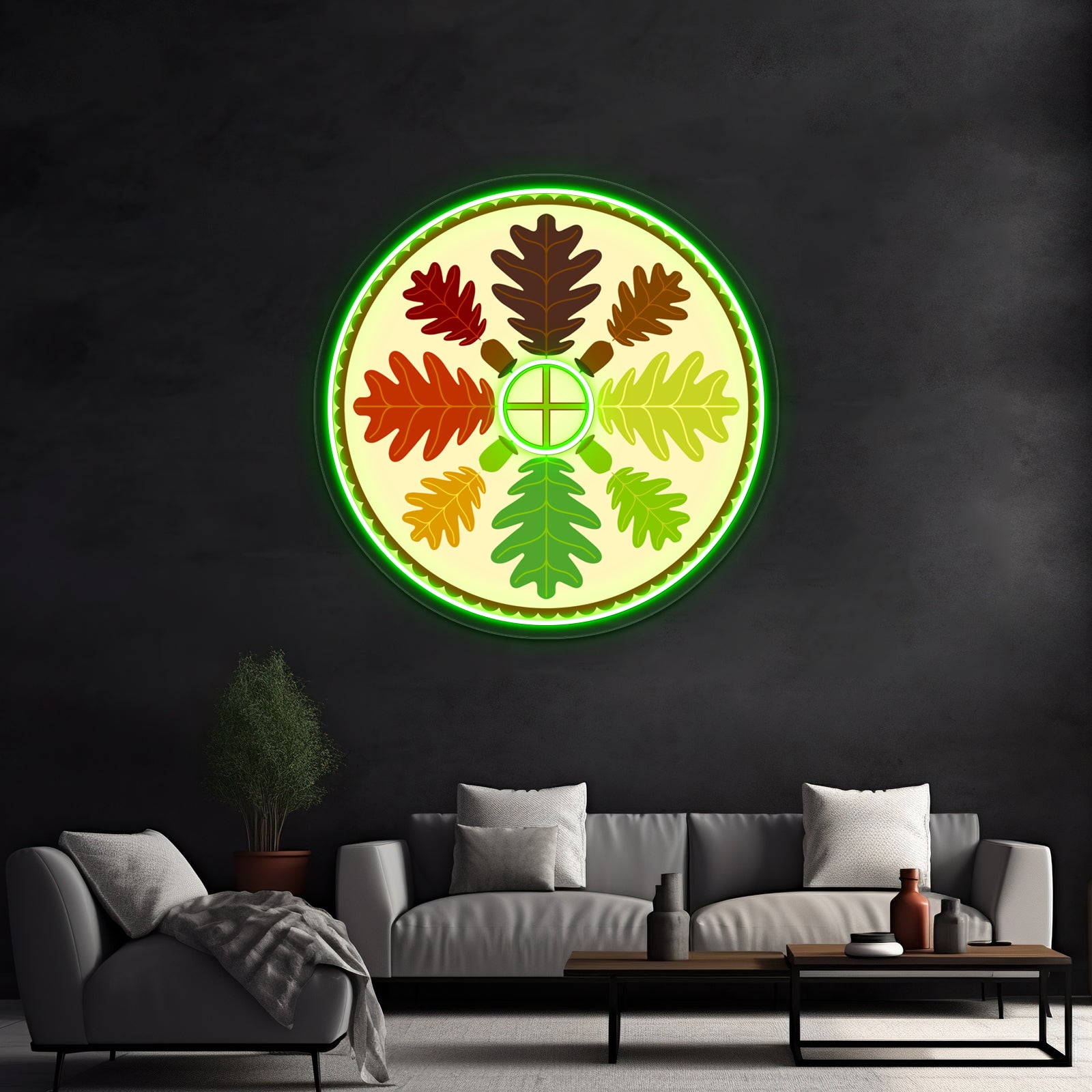 Mighty Oak Folk Art Hex Sign Wall Artwork Neon Signs | Shineneon