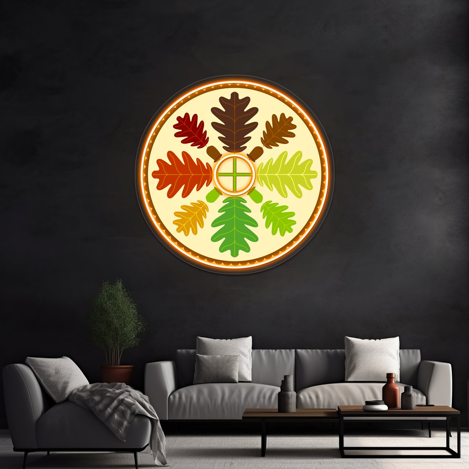 Mighty Oak Folk Art Hex Sign Wall Artwork Neon Signs | Shineneon