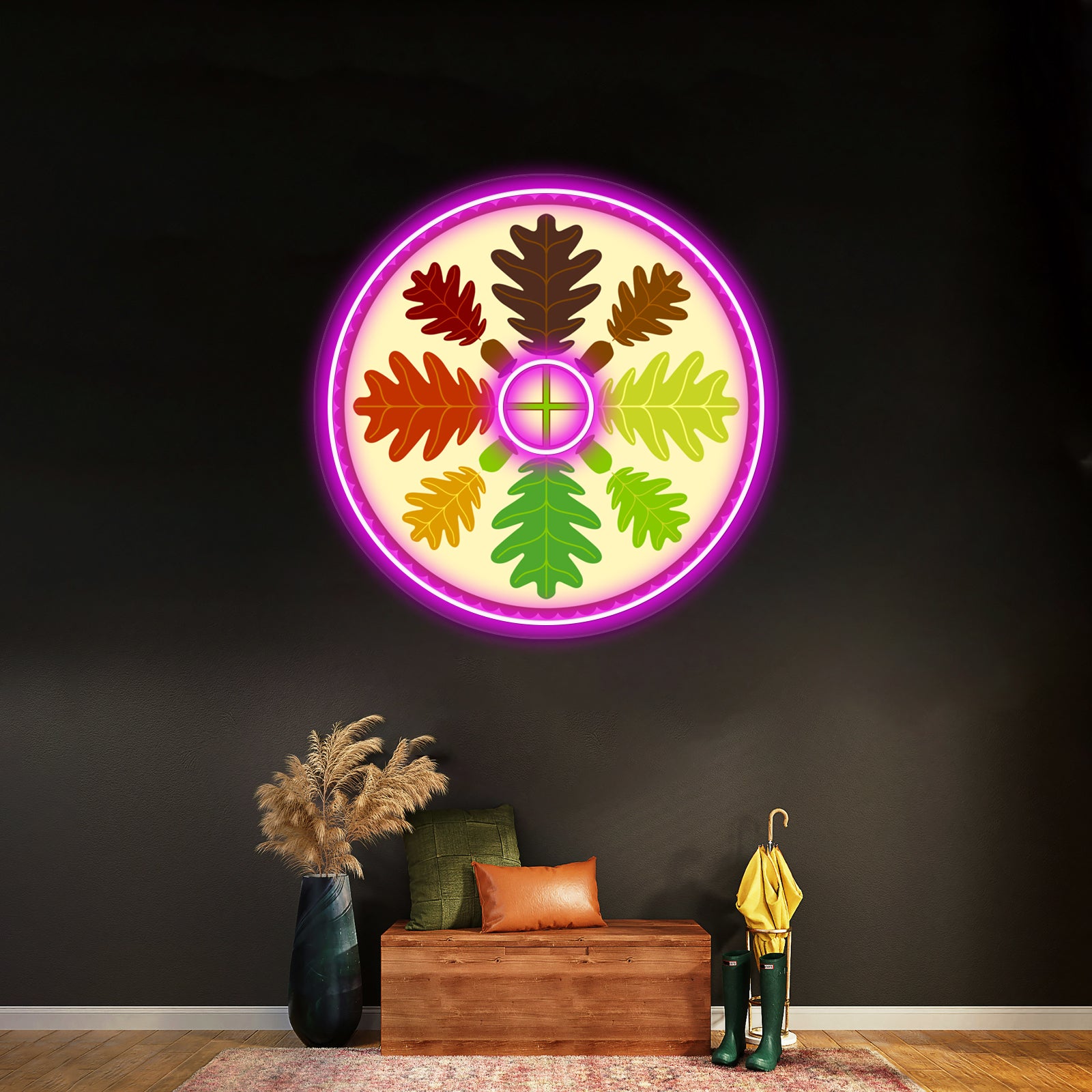 Mighty Oak Folk Art Hex Sign Wall Artwork Neon Signs | Shineneon