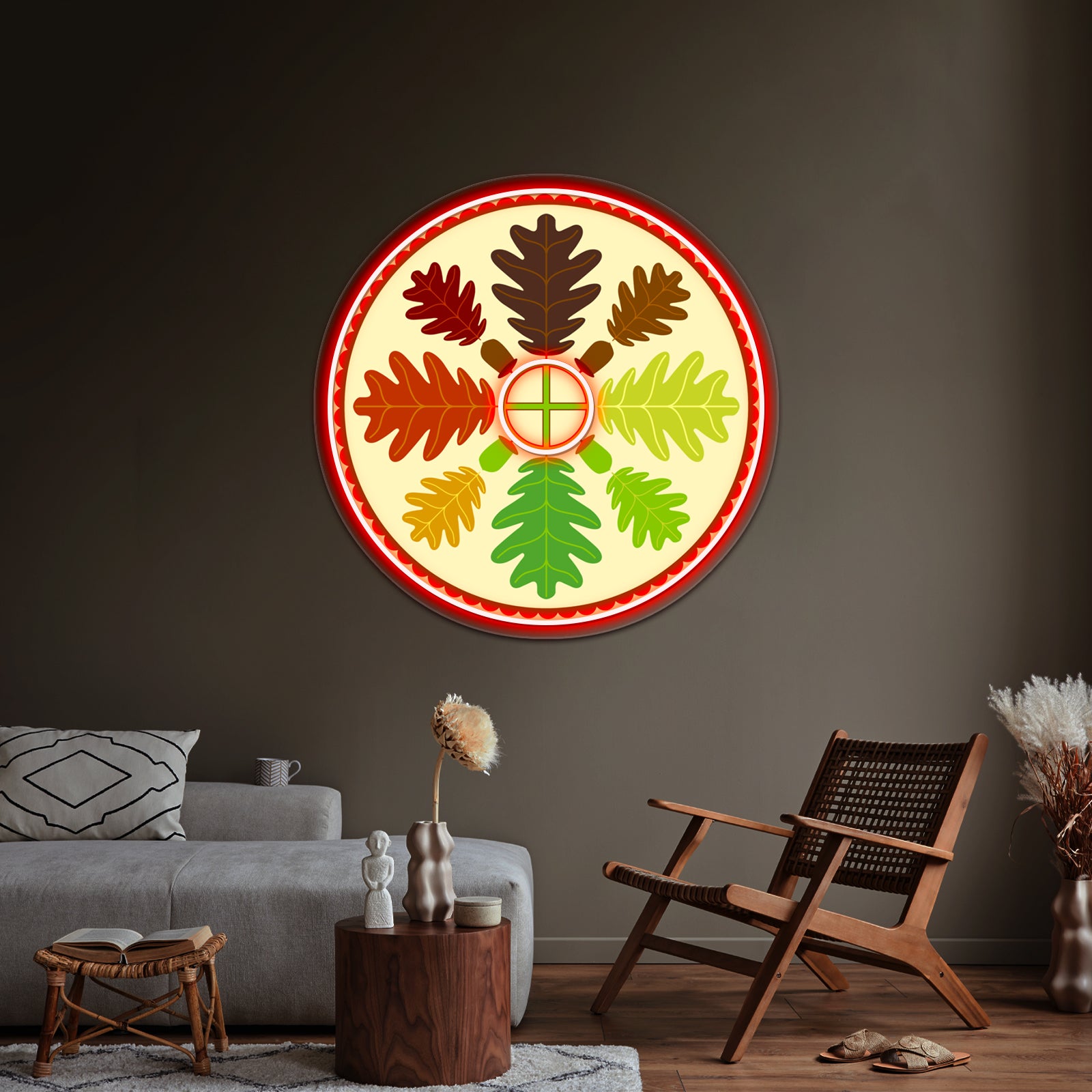 Mighty Oak Folk Art Hex Sign Wall Artwork Neon Signs | Shineneon