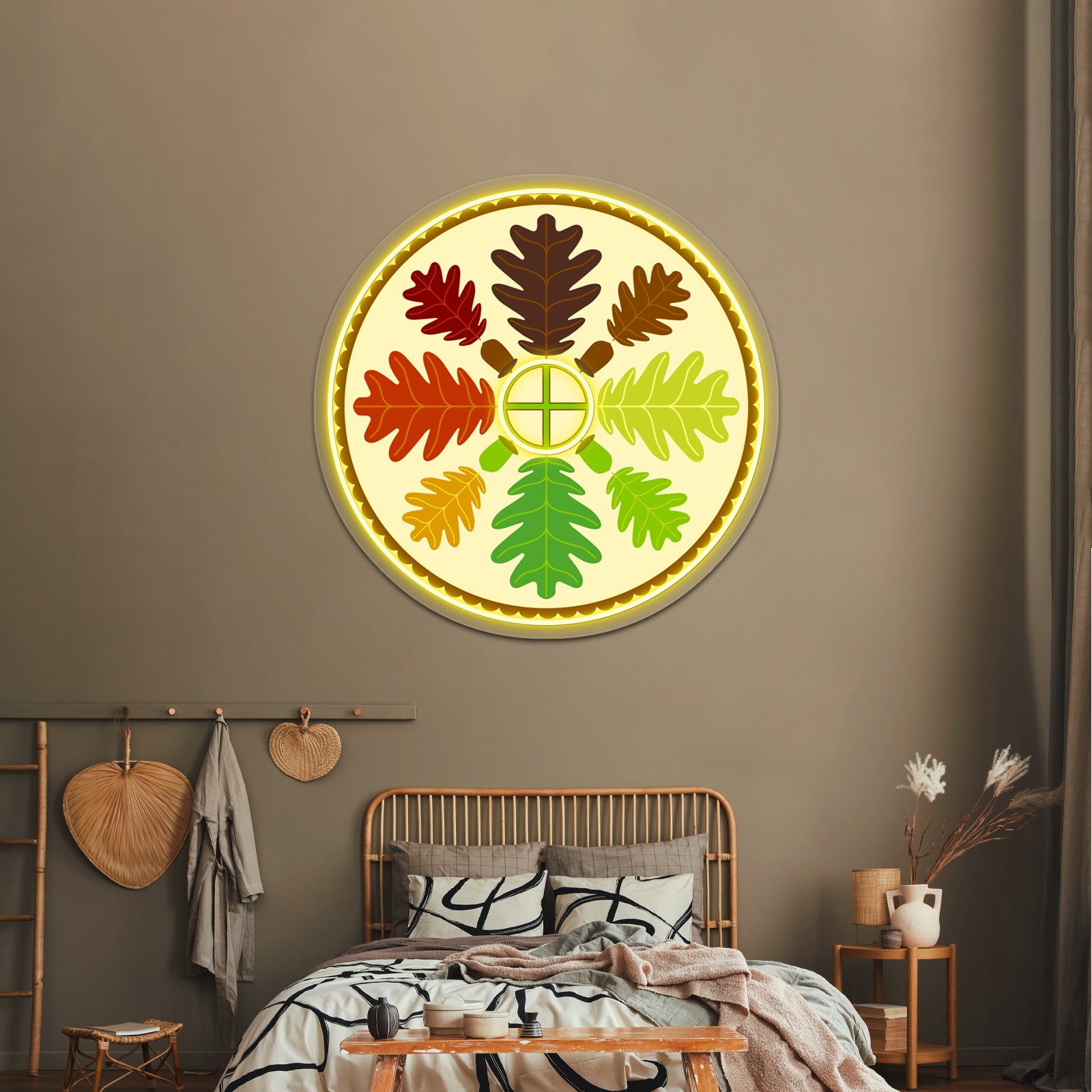 Mighty Oak Folk Art Hex Sign Wall Artwork Neon Signs | Shineneon