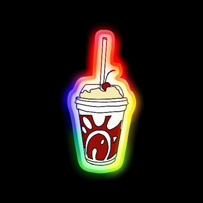Milkshake Fast Food Led Neon Sign For Burger Place Rgb Color - LED neon sign close-up detail