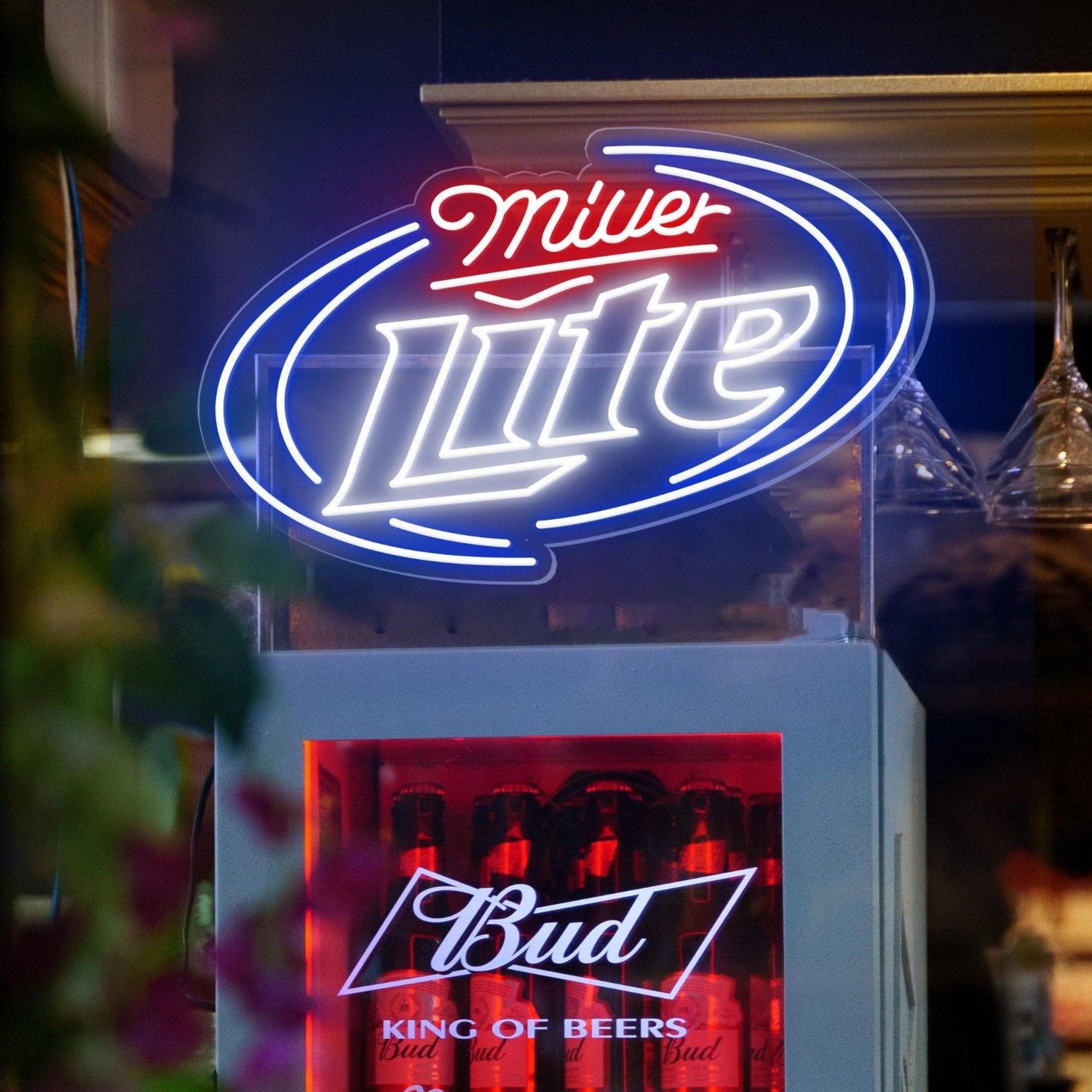 Miller Lite Red-Blue Oval Led Neon Sign For Bar Decor | Shineneon