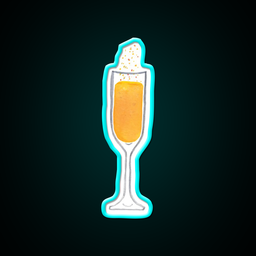 Mimosa Drink Cocktail Bar Decor Led Neon Sign Rgb Color - Size and dimension reference