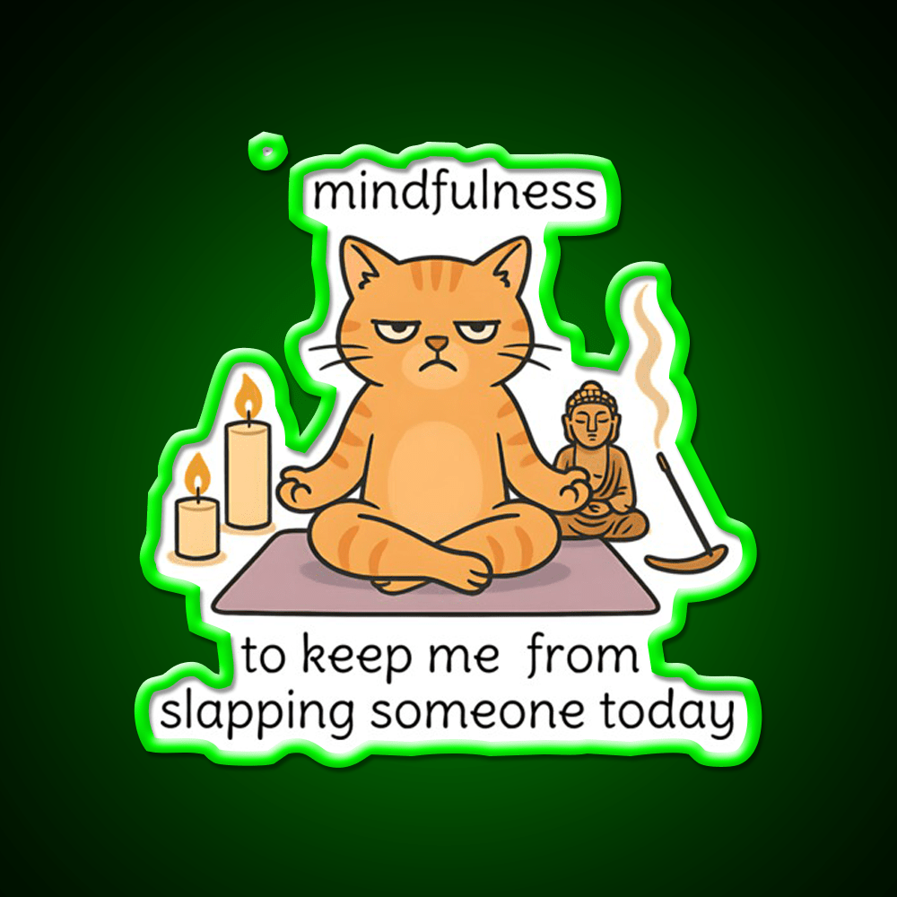 Mindfulnes Funny Yoga Cat Cat Meme Or Yoga Led Neon Sign Rgb Color - Shineneon