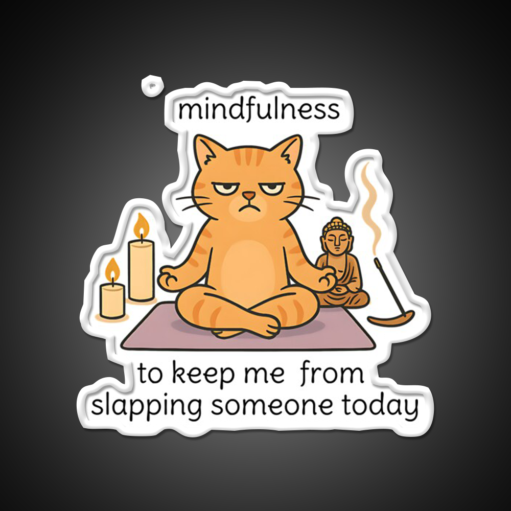 Mindfulnes Funny Yoga Cat Cat Meme Or Yoga Led Neon Sign Rgb Color