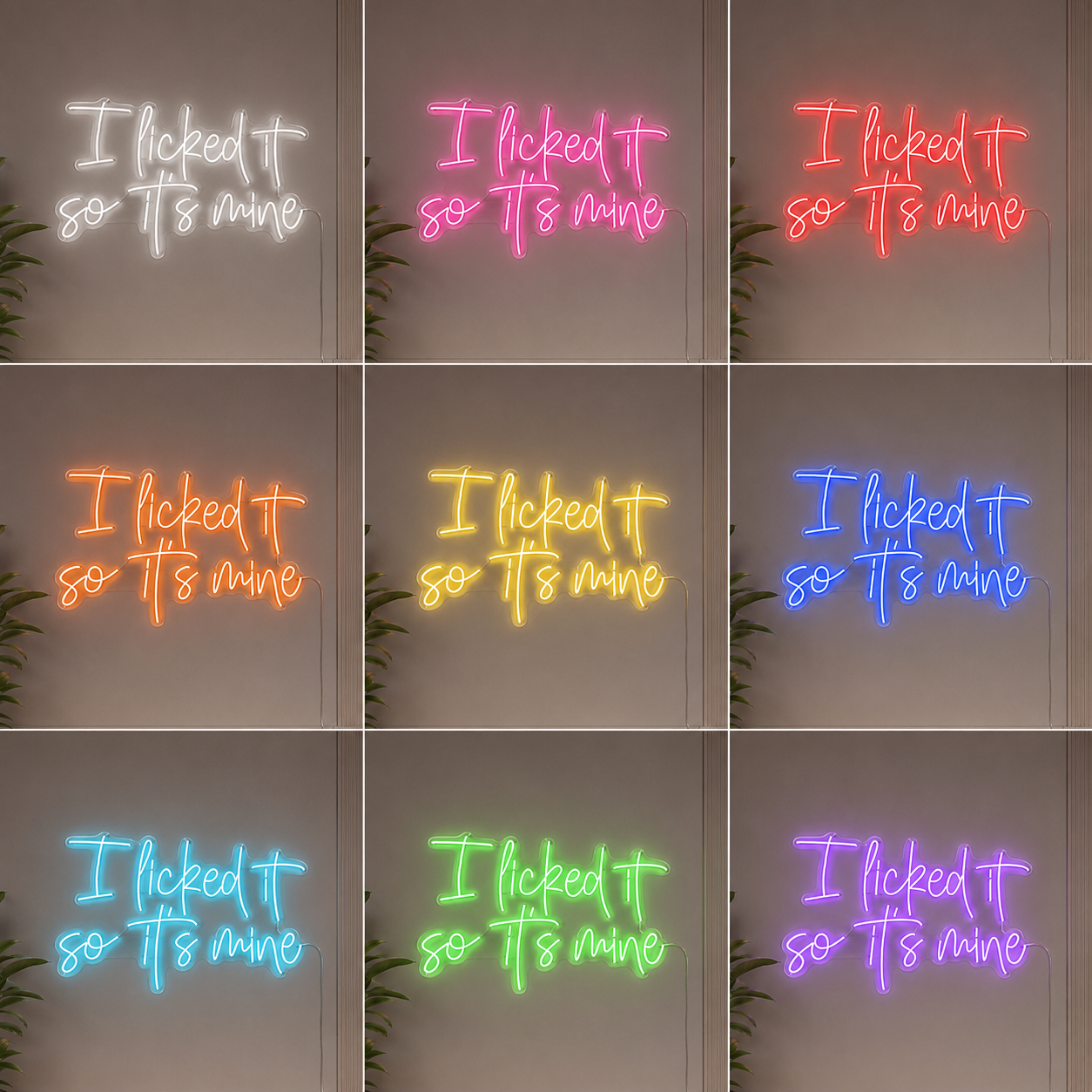 Mine Quote Wall Decor LED Neon Sign color grid