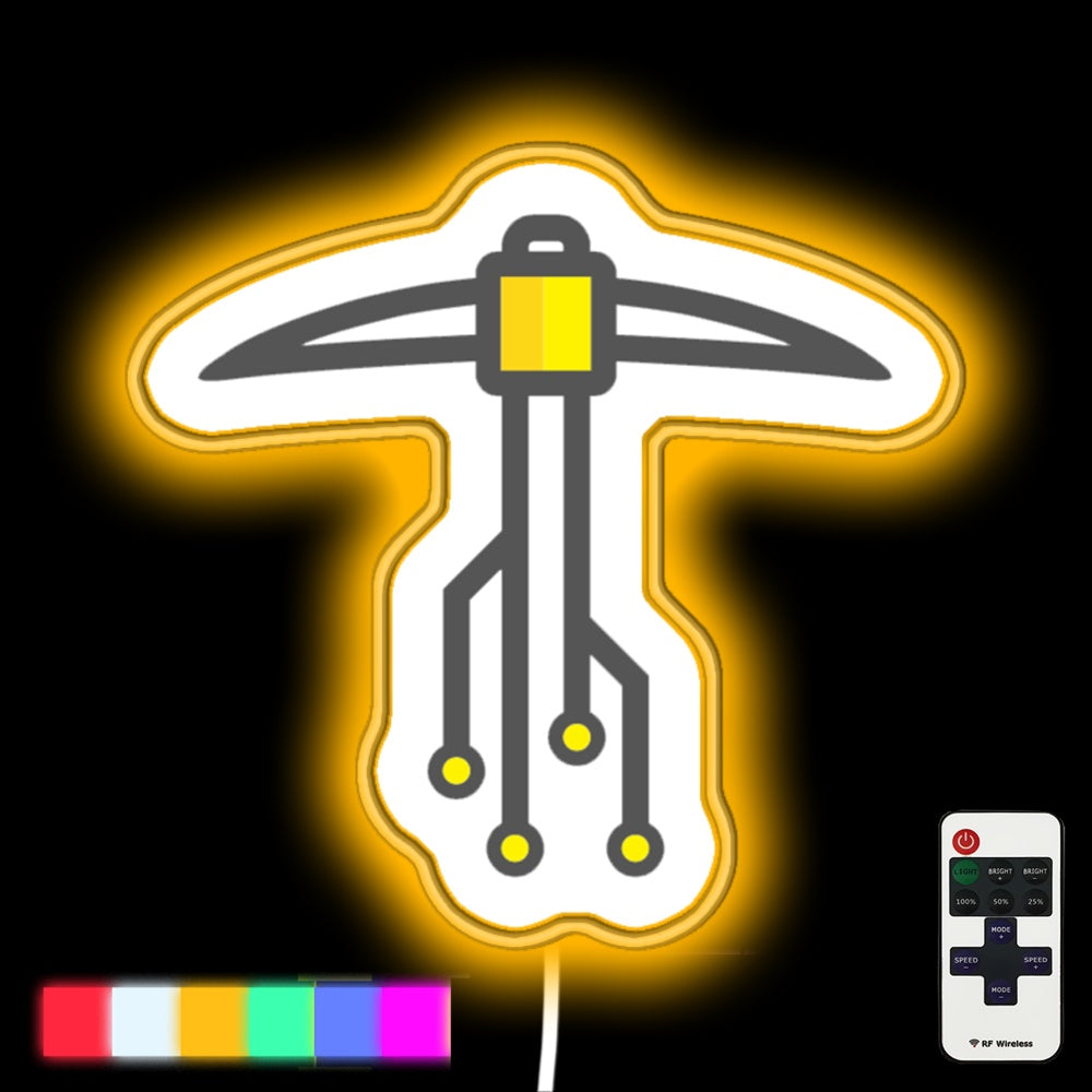 Miner Pickaxe Led Neon Sign - Custom LED neon sign front view