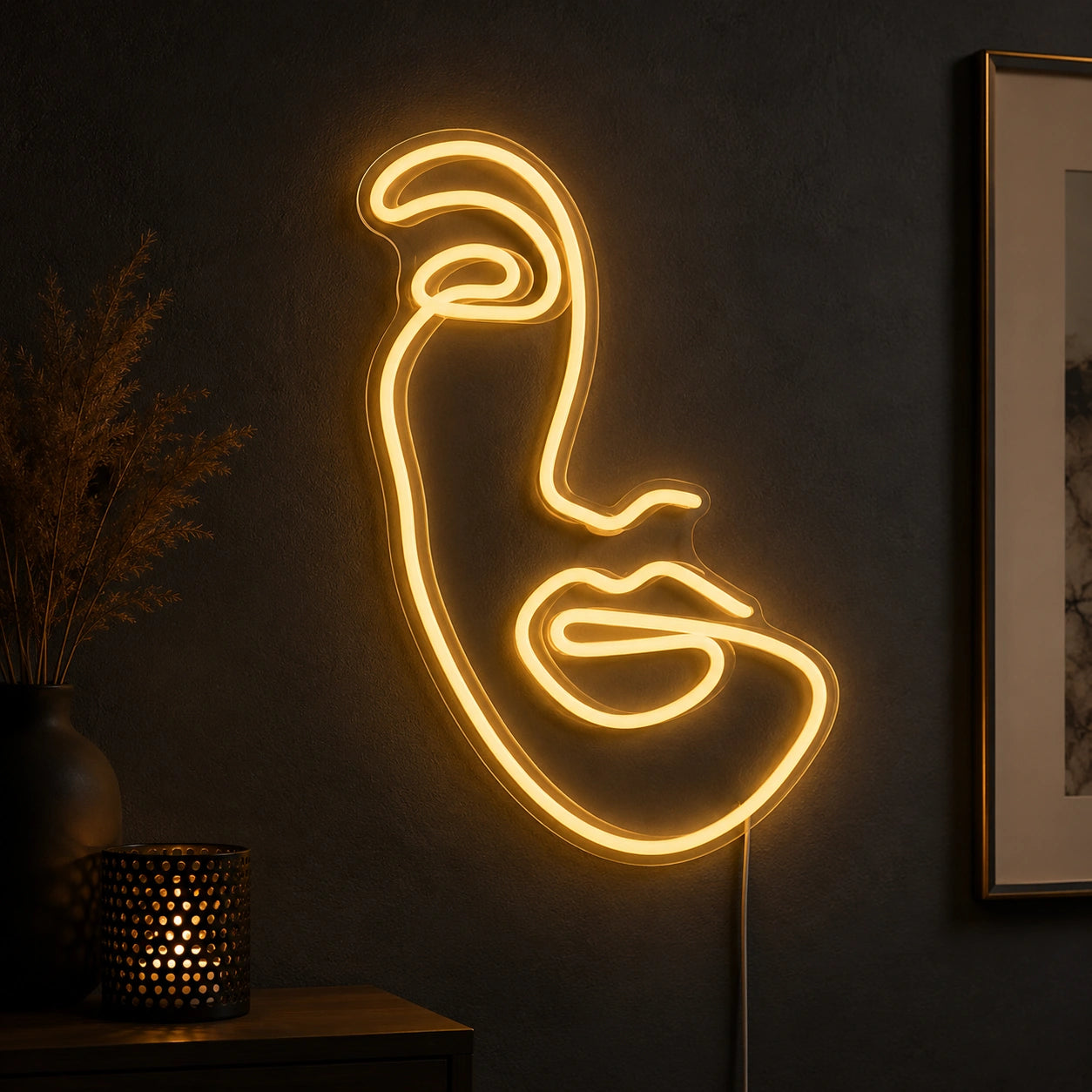 Minimal Face Line Neon Sign LED Neon Sign high-converting product image