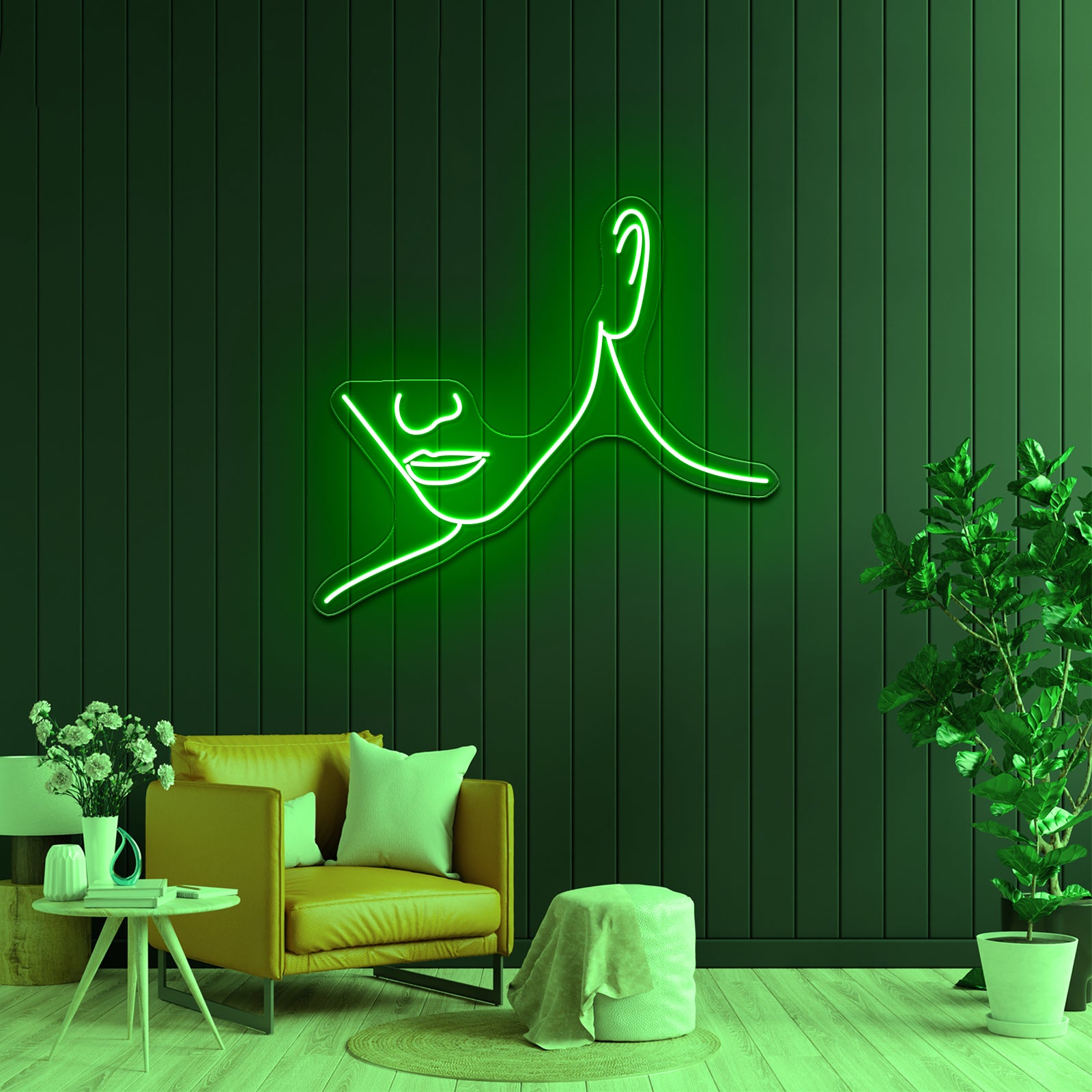 Minimal Line Art Woman With Diamonds Art Print Wall Artwork Neon Signs | Shineneon